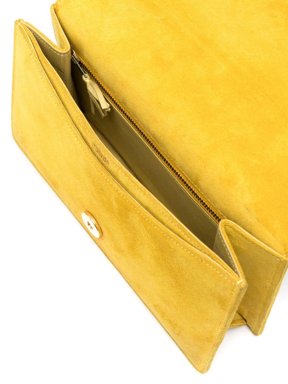Women's or Men's 1970s Hermes Yellow Suede Clutch Bag For Sale