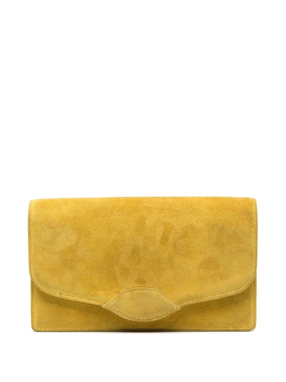 1970s Hermes Yellow Suede Clutch Bag For Sale 2