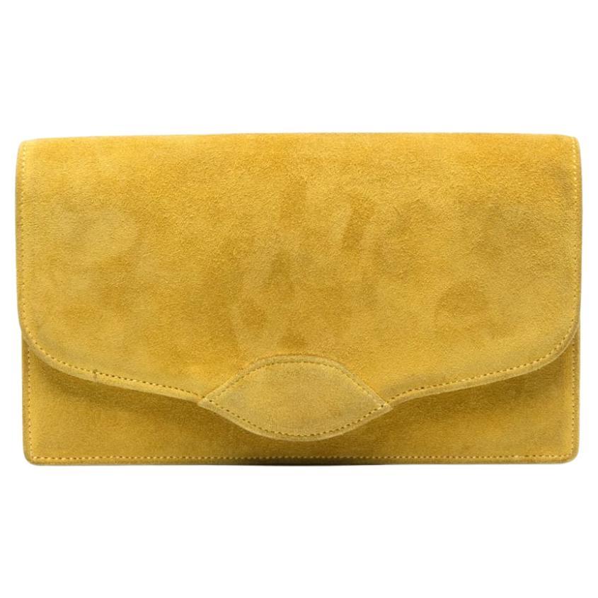 1970s Hermes Yellow Suede Clutch Bag For Sale