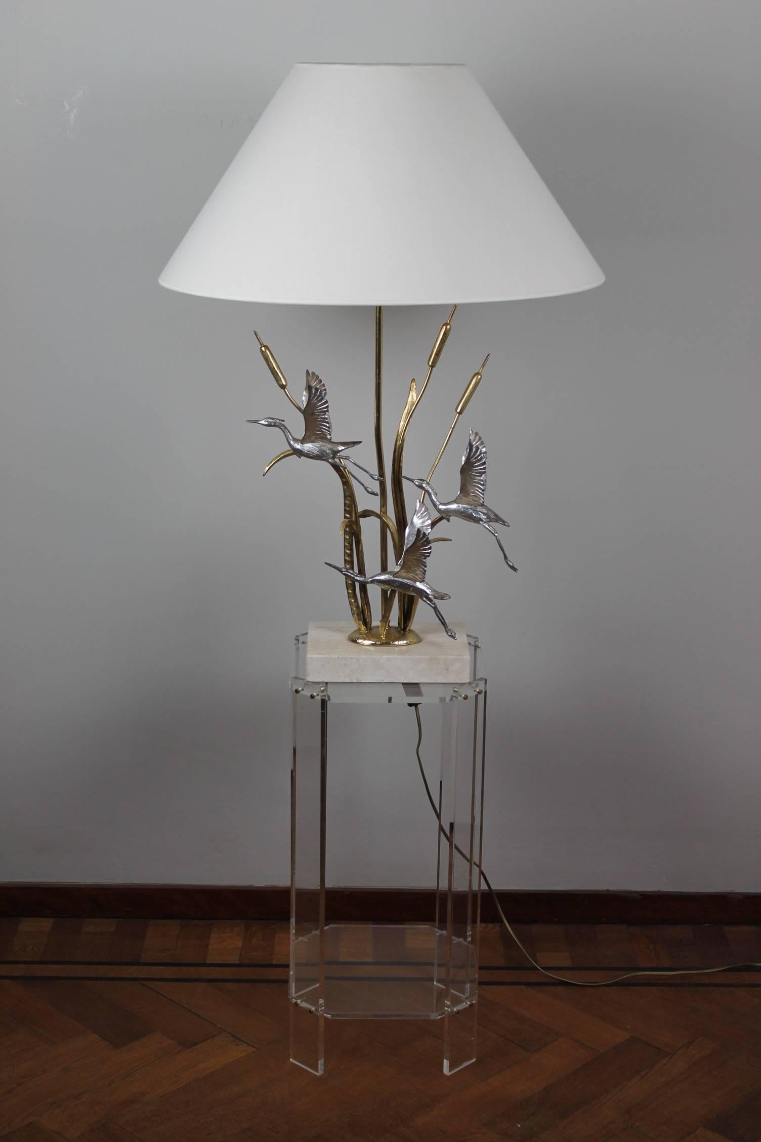 1970s Herons, Cattails Table Lamp by Lanciotto Galeotti for L' Originale, Italy 2