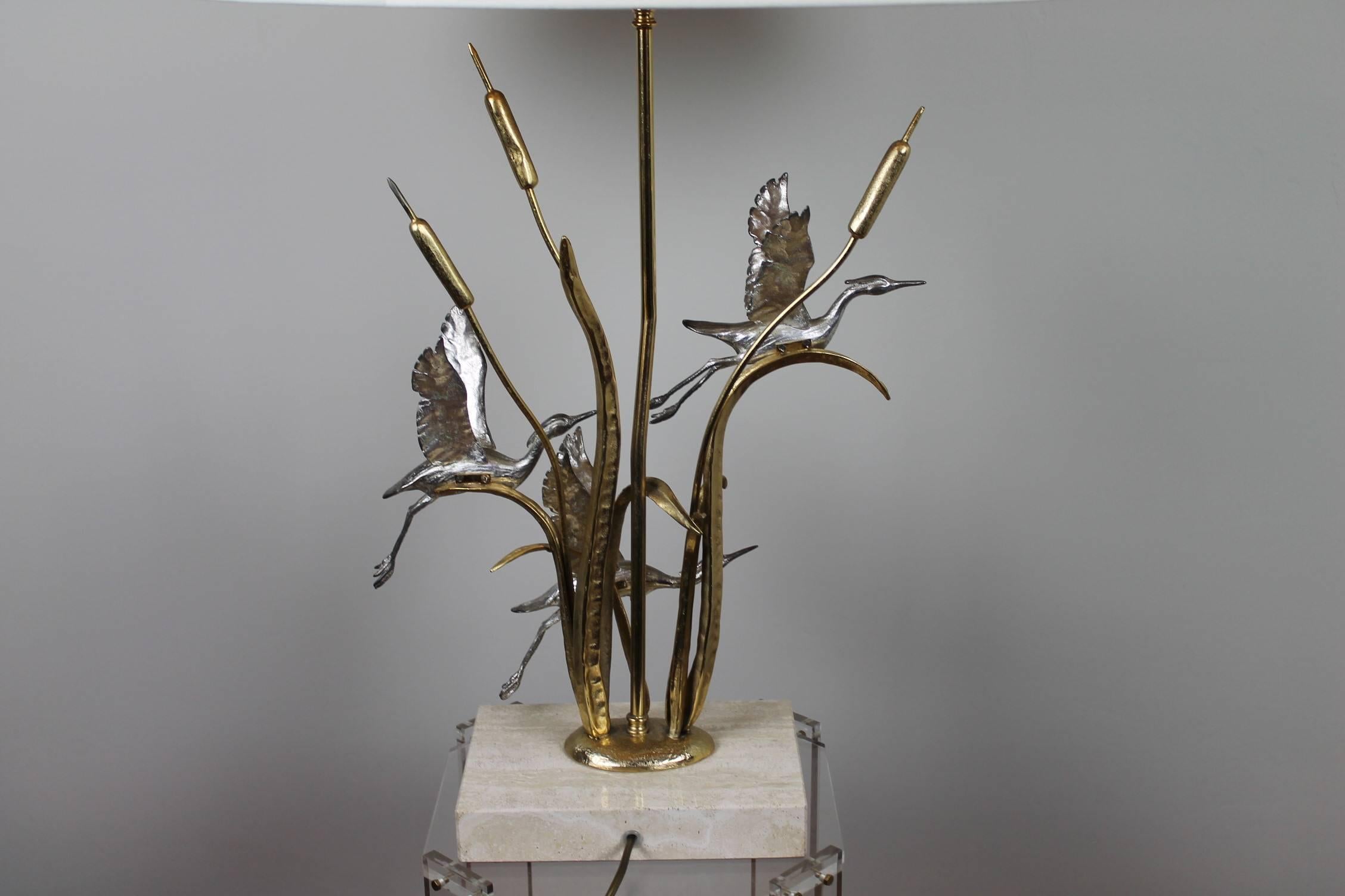 1970s Herons, Cattails Table Lamp by Lanciotto Galeotti for L' Originale, Italy 5