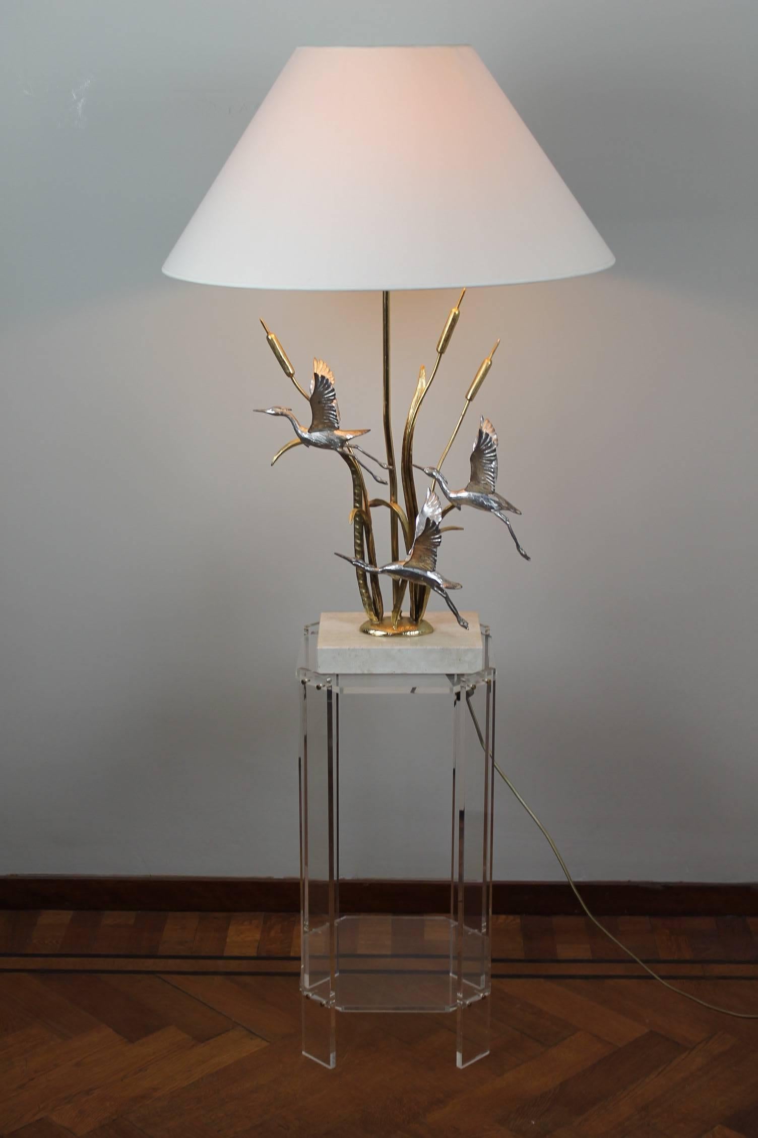 1970s Herons, Cattails Table Lamp by Lanciotto Galeotti for L' Originale, Italy 8