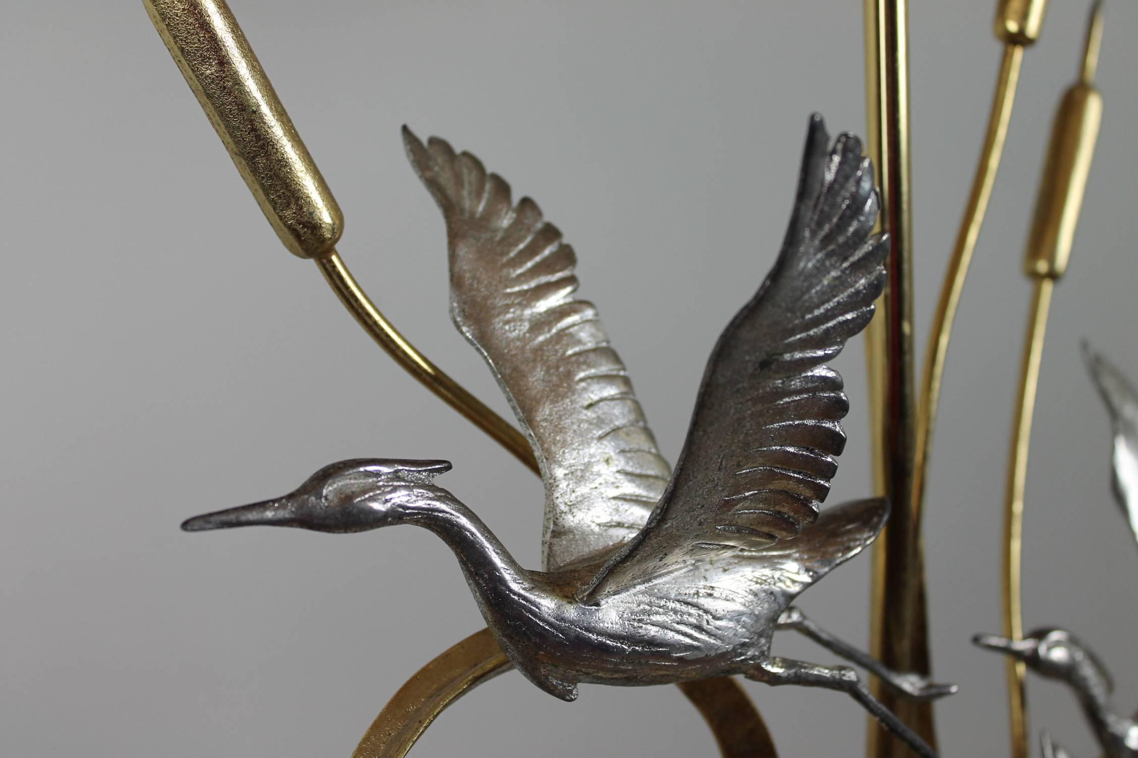 1970s Herons, Cattails Table Lamp by Lanciotto Galeotti for L' Originale, Italy In Excellent Condition In Antwerp, BE