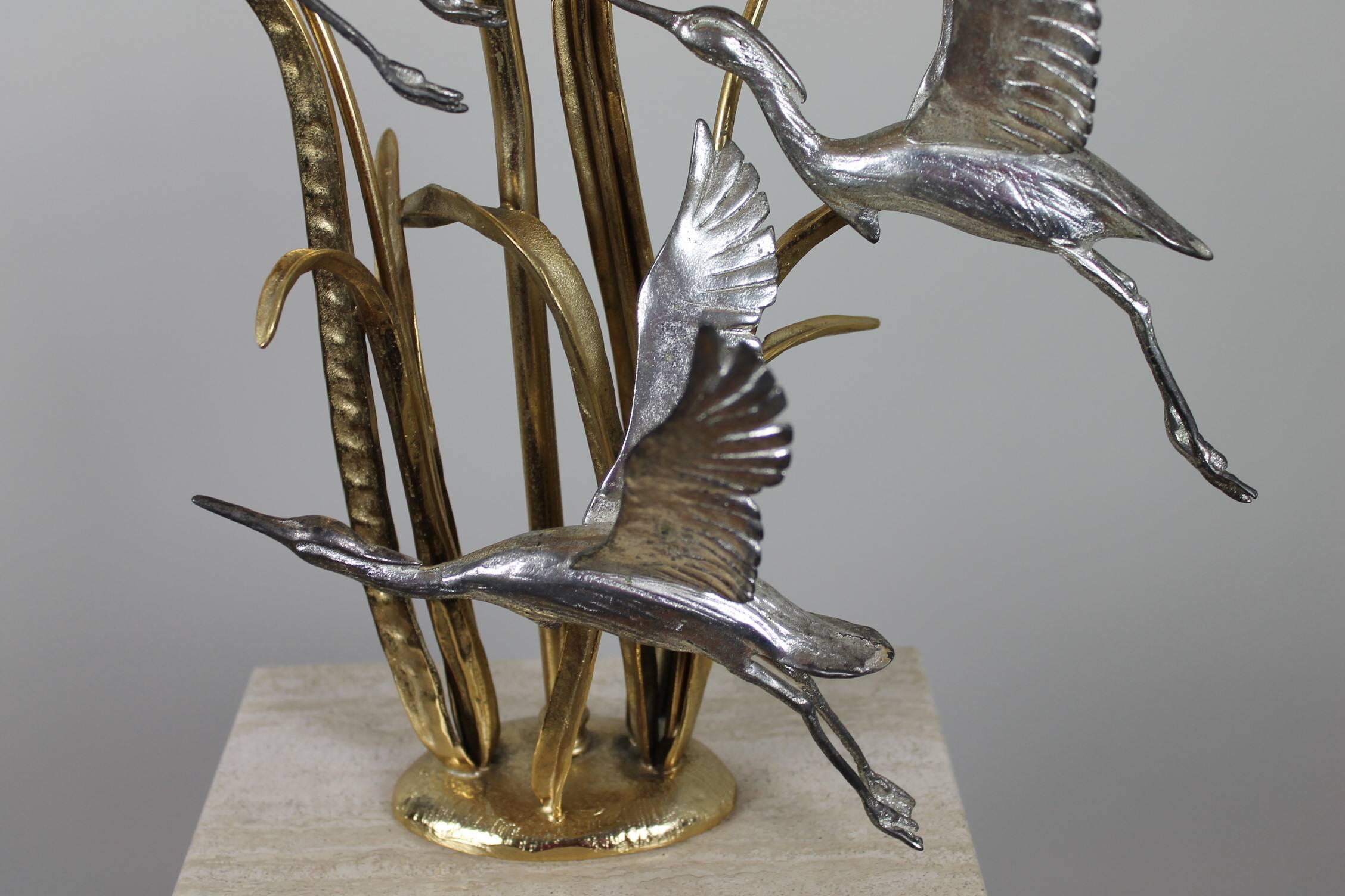 20th Century 1970s Herons, Cattails Table Lamp by Lanciotto Galeotti for L' Originale, Italy