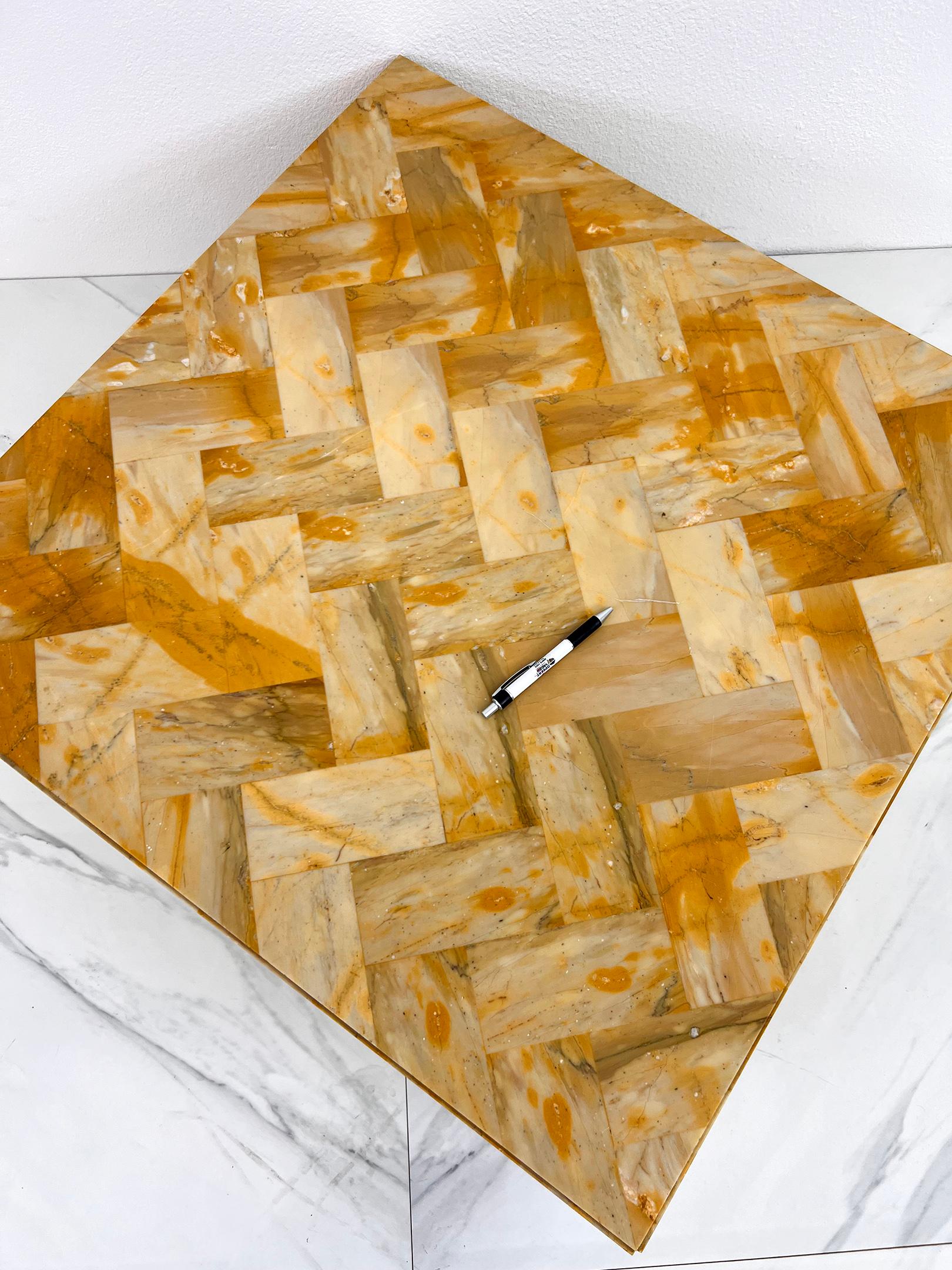 1970's Herringbone Onyx Pedestal Coffee Table For Sale 2