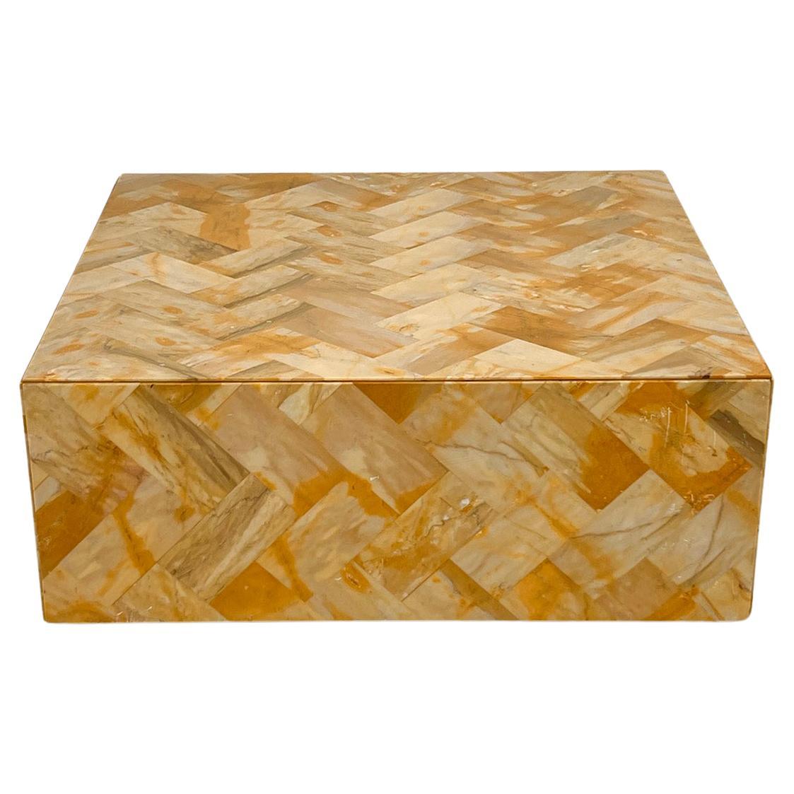 1970's Herringbone Onyx Pedestal Coffee Table