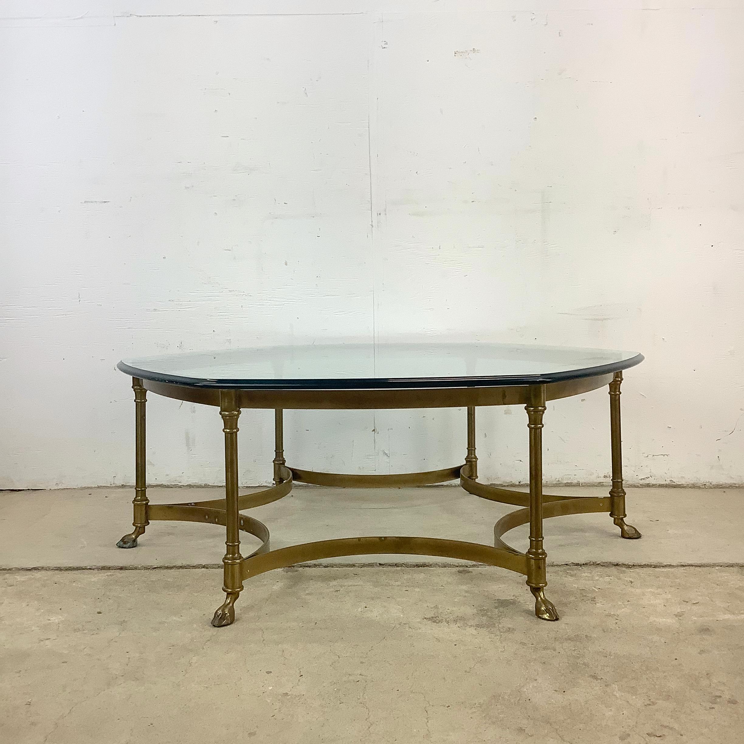 1970s Hexagonal Brass and Glass Coffee Table 3