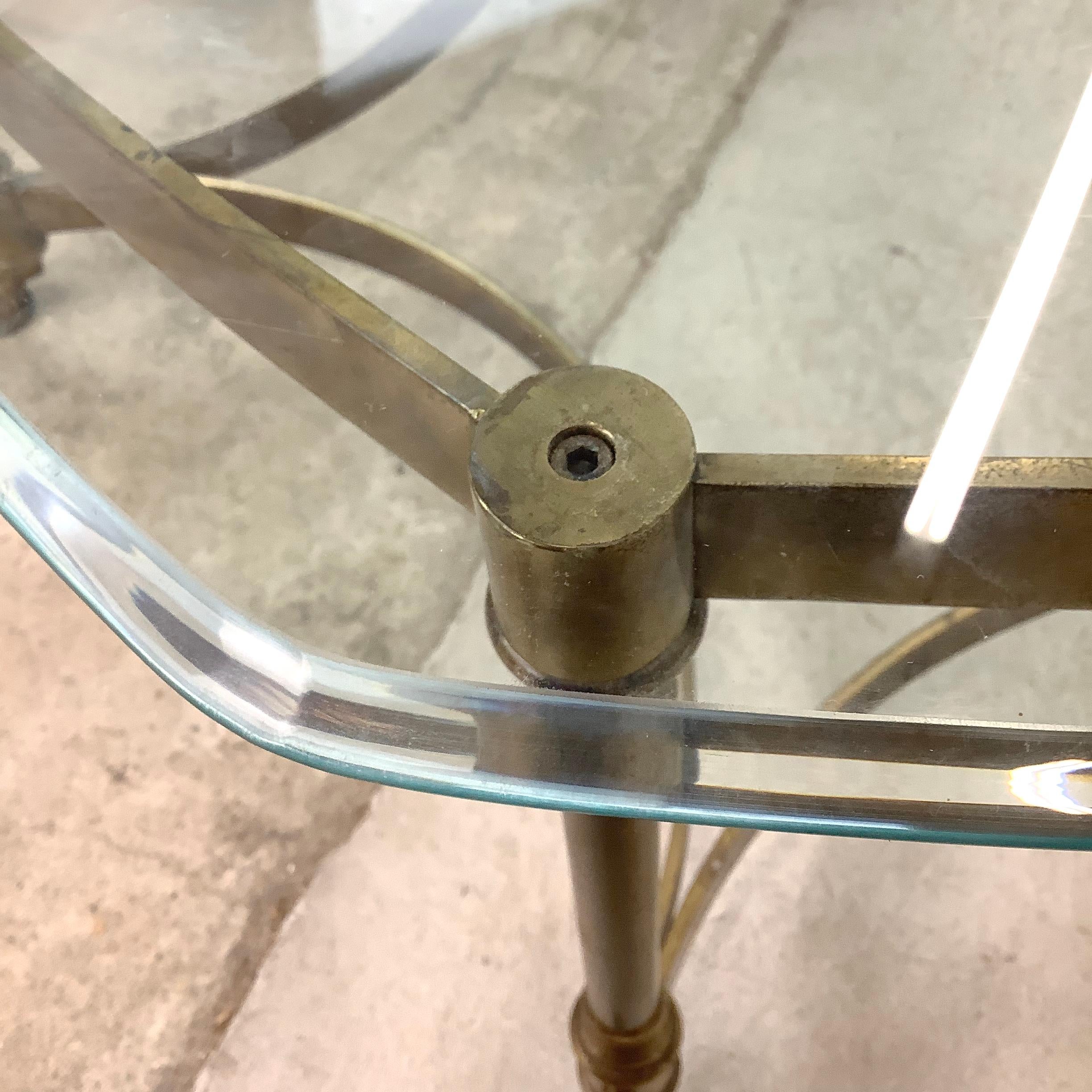 1970s Hexagonal Brass and Glass Coffee Table 6