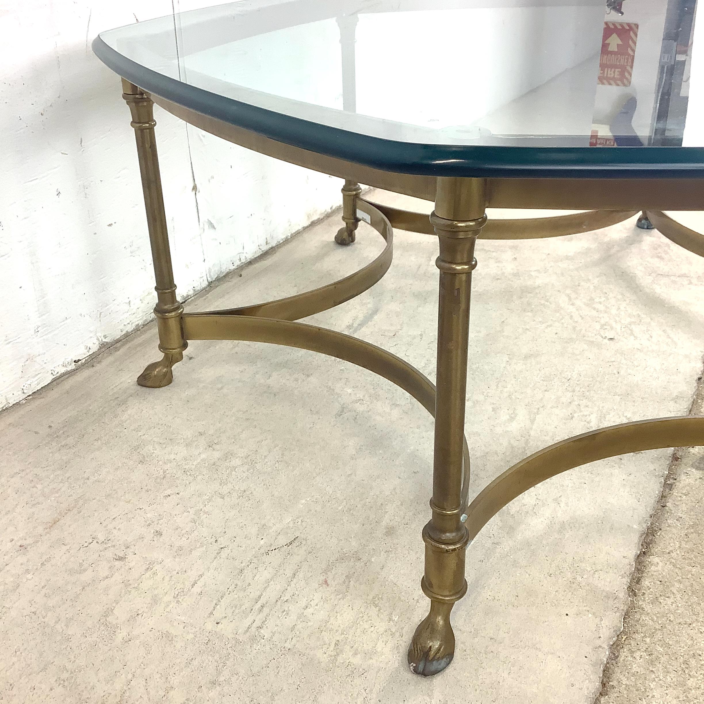 1970s Hexagonal Brass and Glass Coffee Table 7