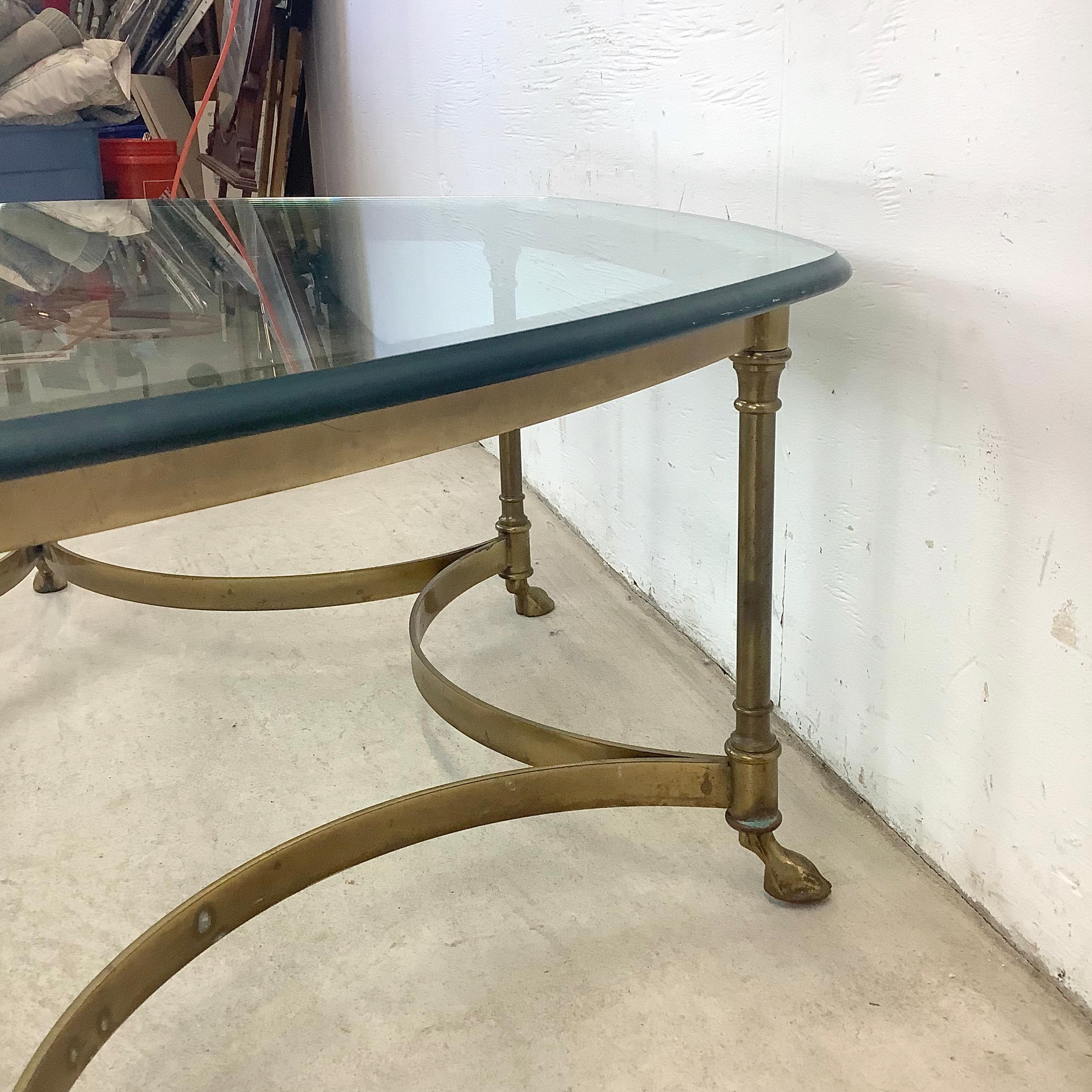 1970s Hexagonal Brass and Glass Coffee Table 8