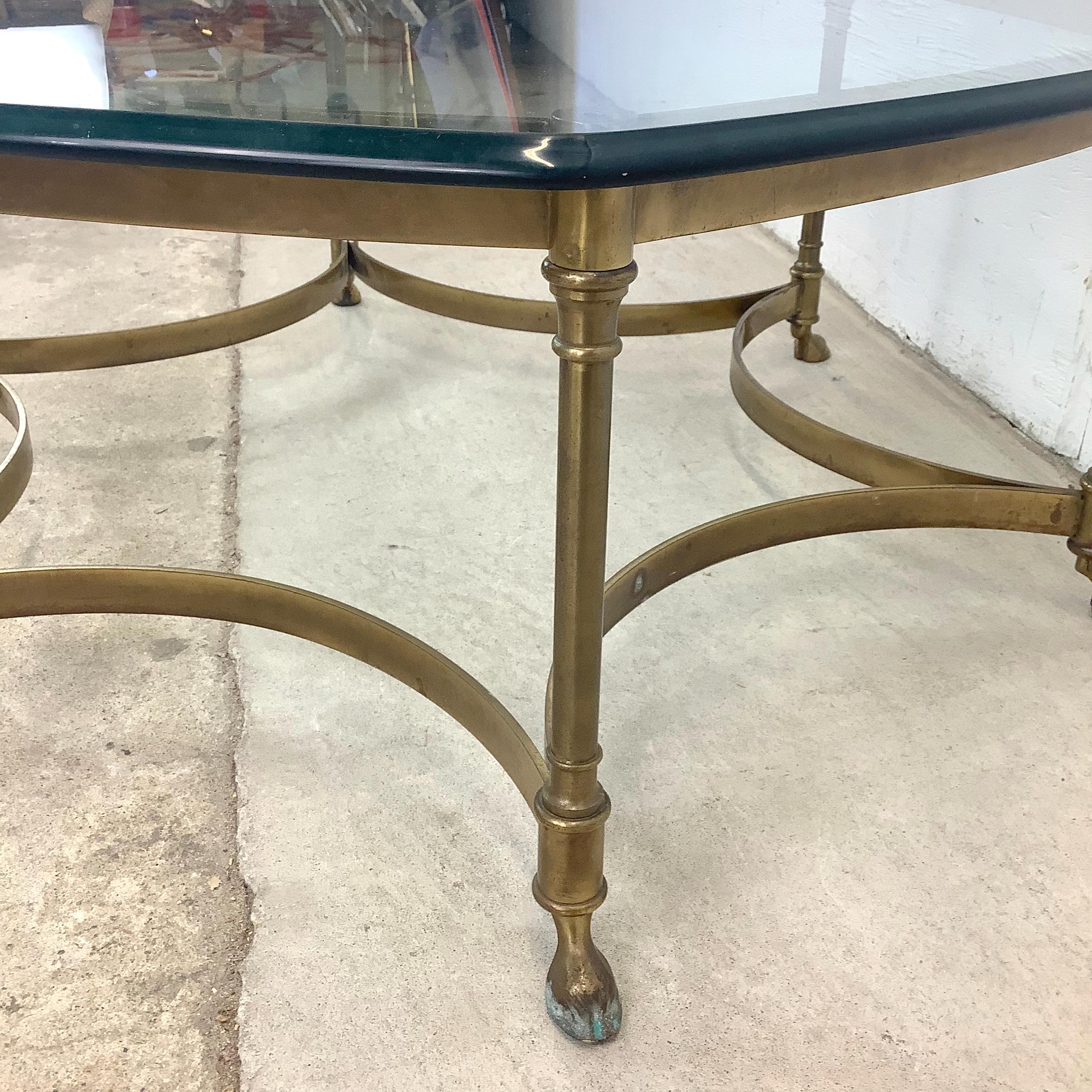 1970s Hexagonal Brass and Glass Coffee Table 9