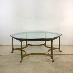 1970s Hexagonal Brass and Glass Coffee Table