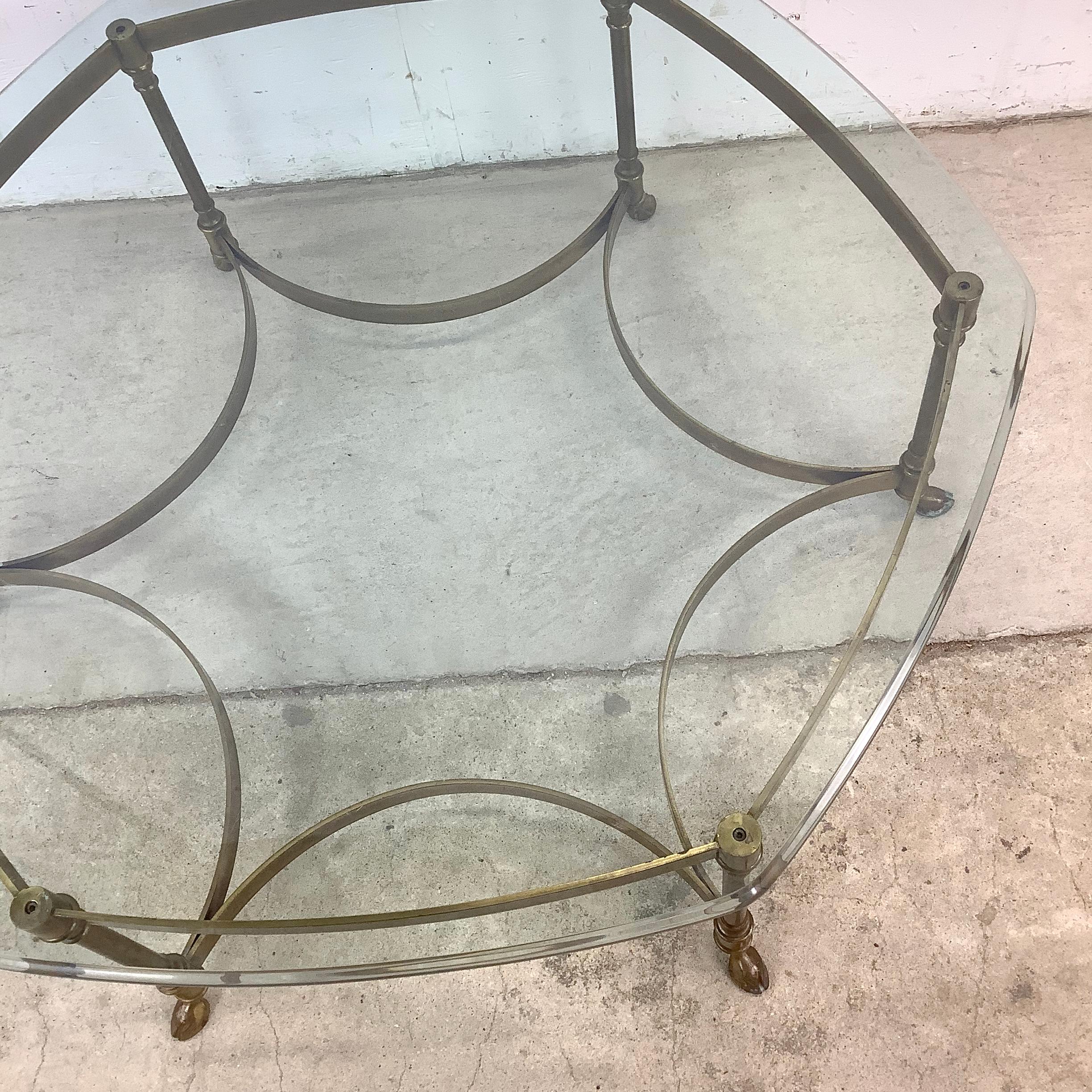 1970s Hexagonal Brass and Glass Coffee Table 2