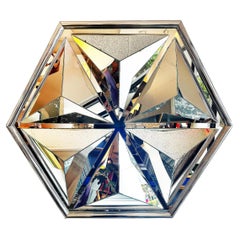 Escultura hexagonal de pared con espejo de los años 70, Milo Baughman para Thayer Coggin
