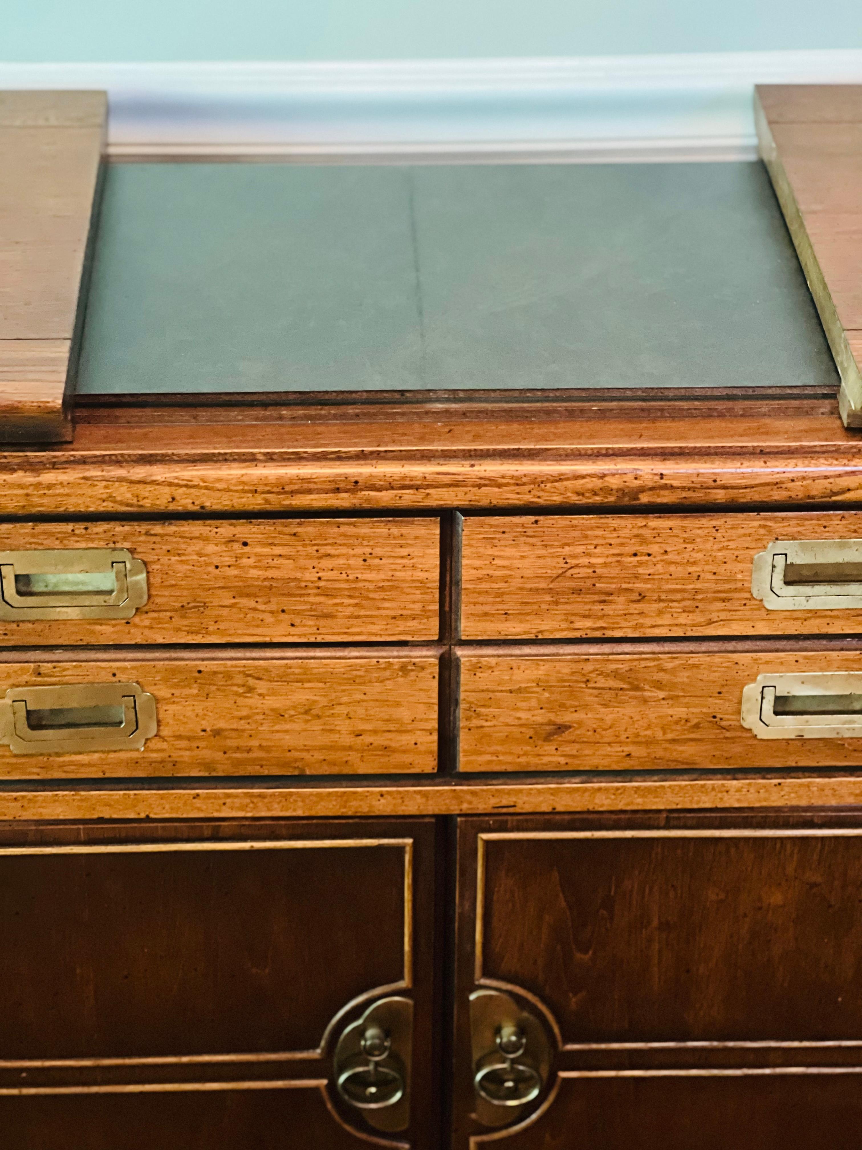 1970's Hickory Campaign Style Expandable, Rolling Sideboard / Server 2