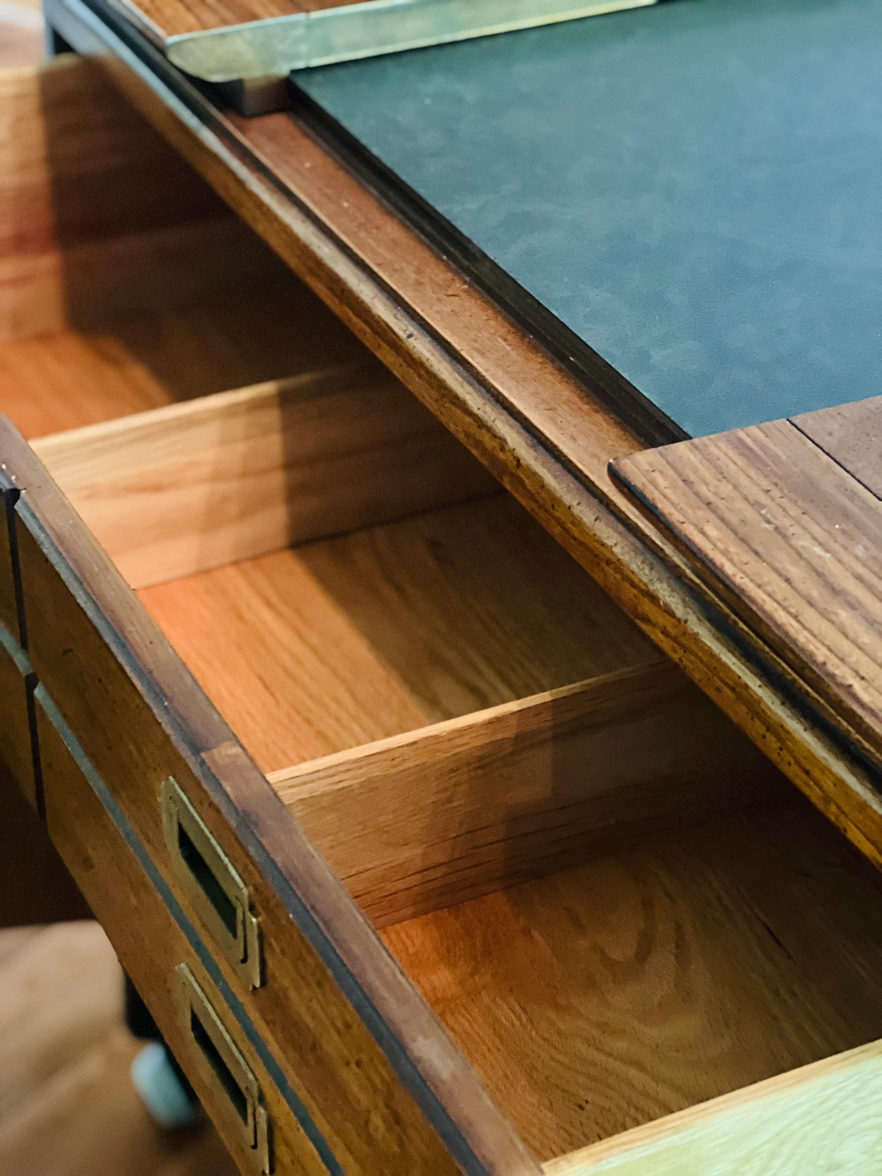 1970's Hickory Campaign Style Expandable, Rolling Sideboard / Server 3