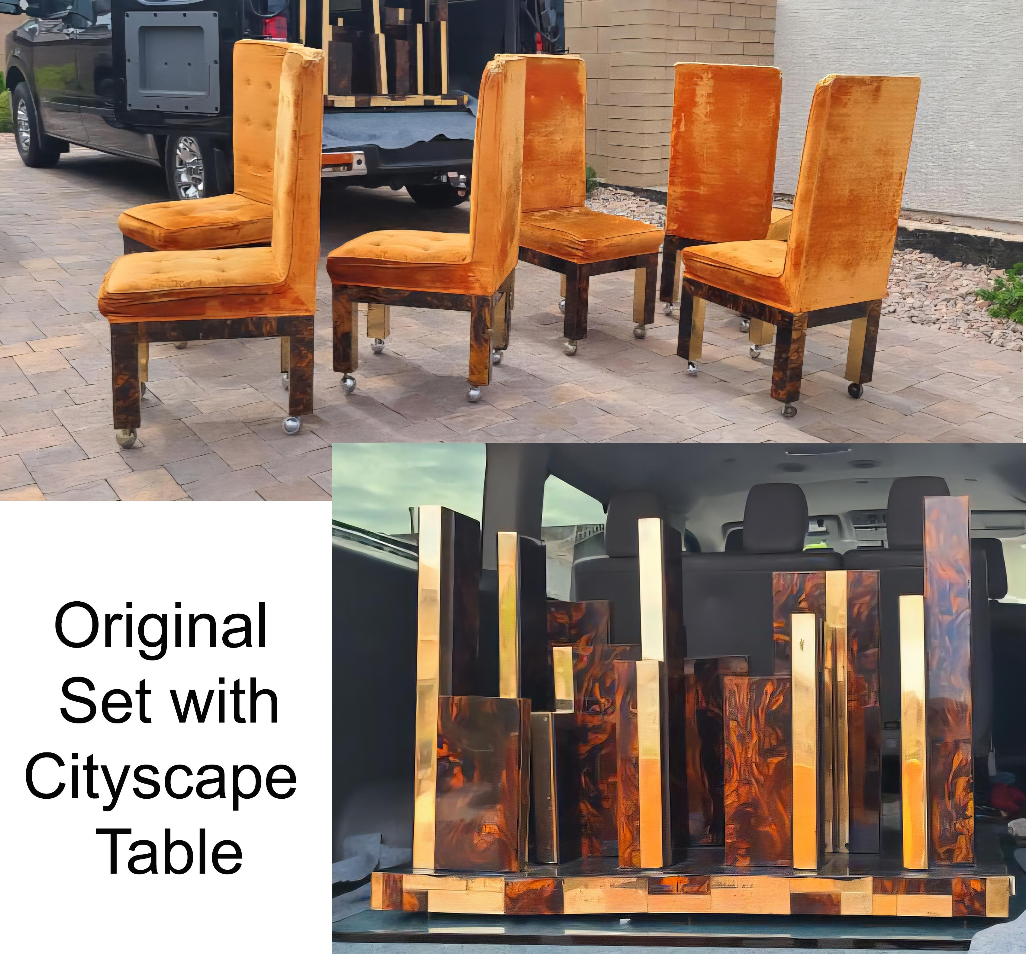 Laiton Chaises de salle à manger à dossier haut des années 1970 par Paul Evans - Lot de 6 en vente