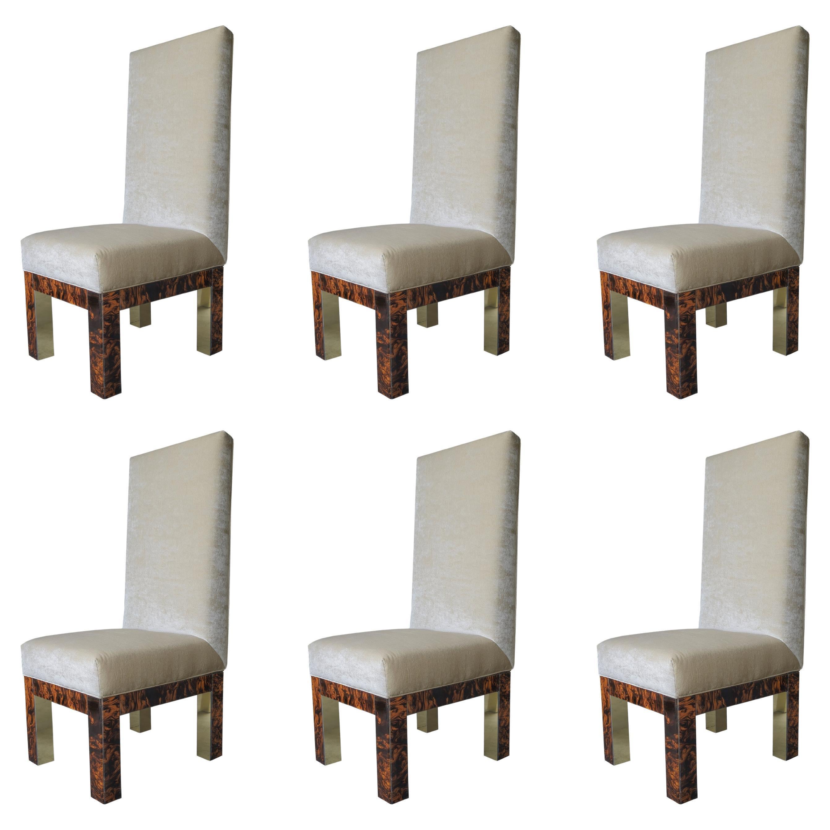 Chaises de salle à manger à dossier haut des années 1970 par Paul Evans - Lot de 6 en vente