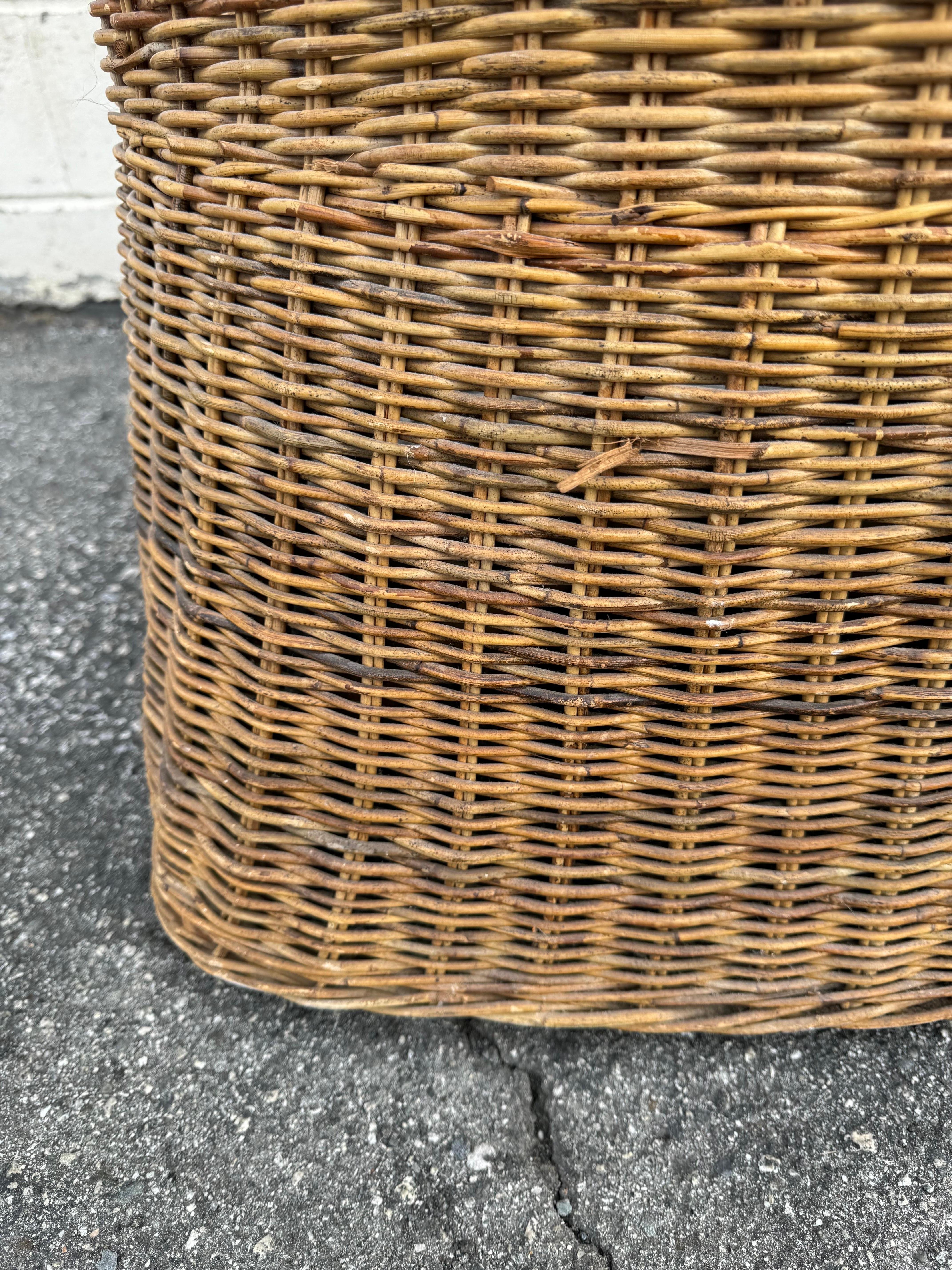 1970's High Barrel Back Rattan Chair For Sale 3