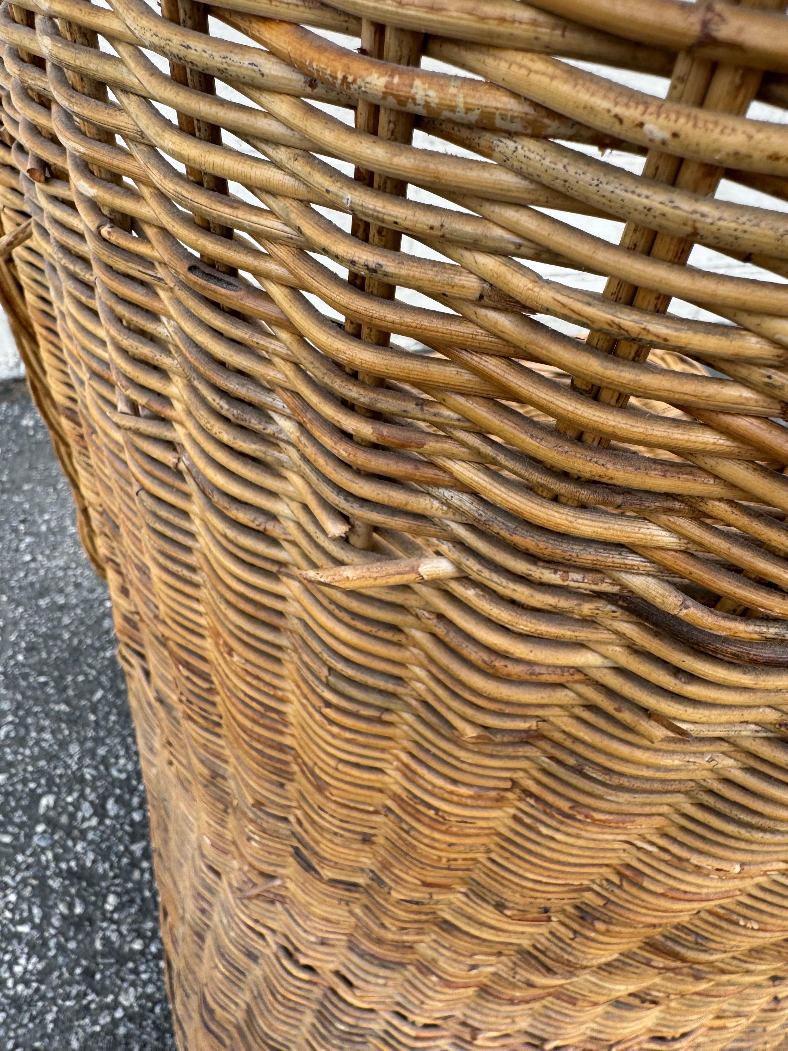 1970's High Barrel Back Rattan Chair For Sale 4