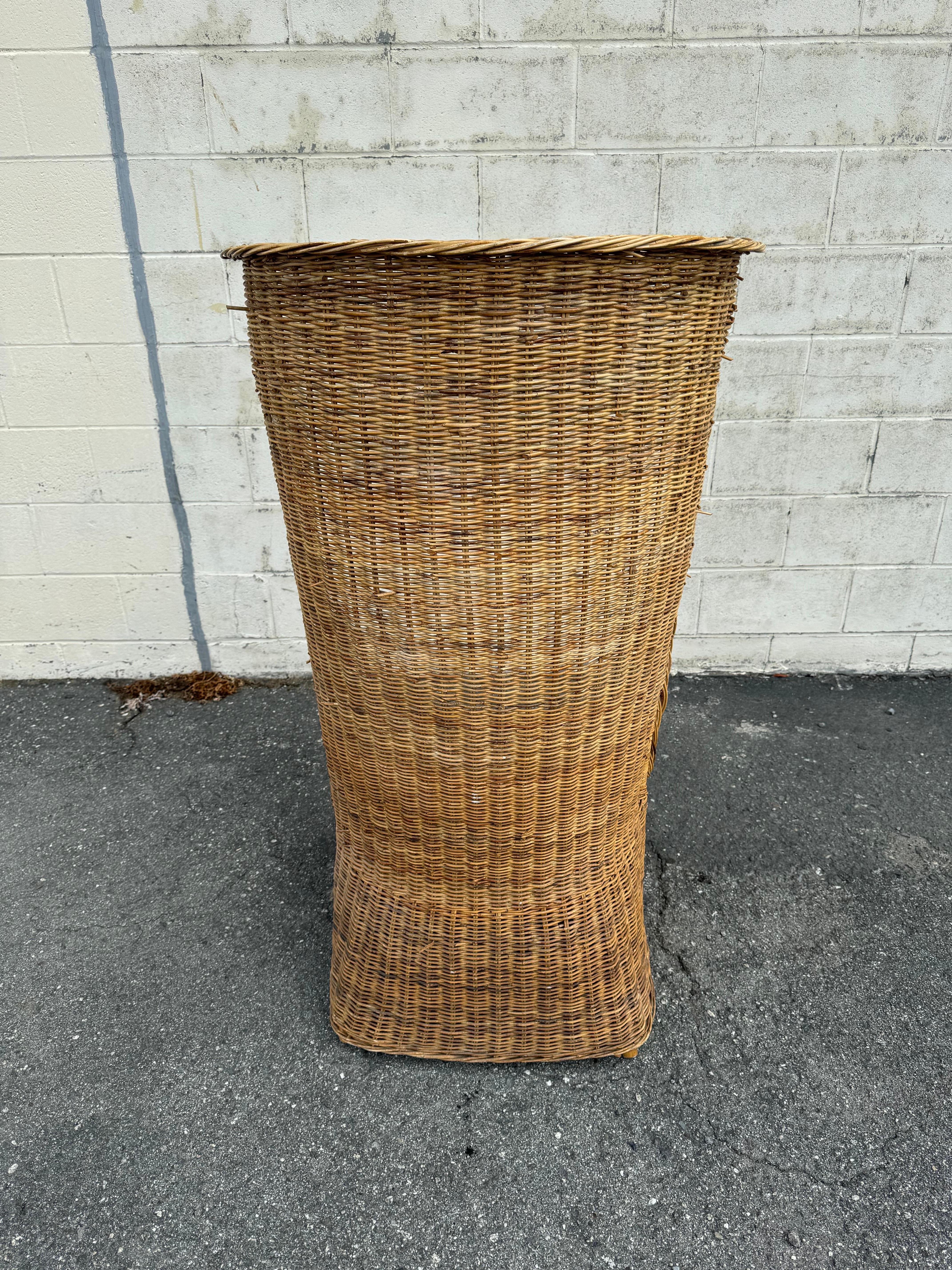 Other 1970's High Barrel Back Rattan Chair For Sale