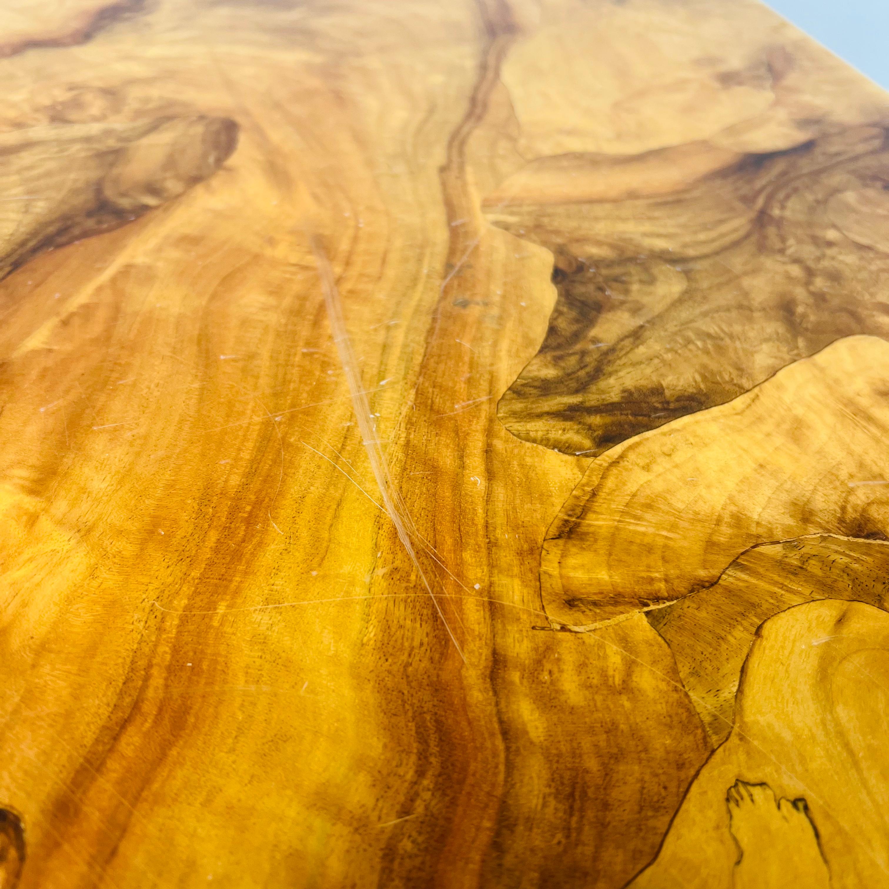 1970's High Gloss Burl Credenza with Lucite Legs 14