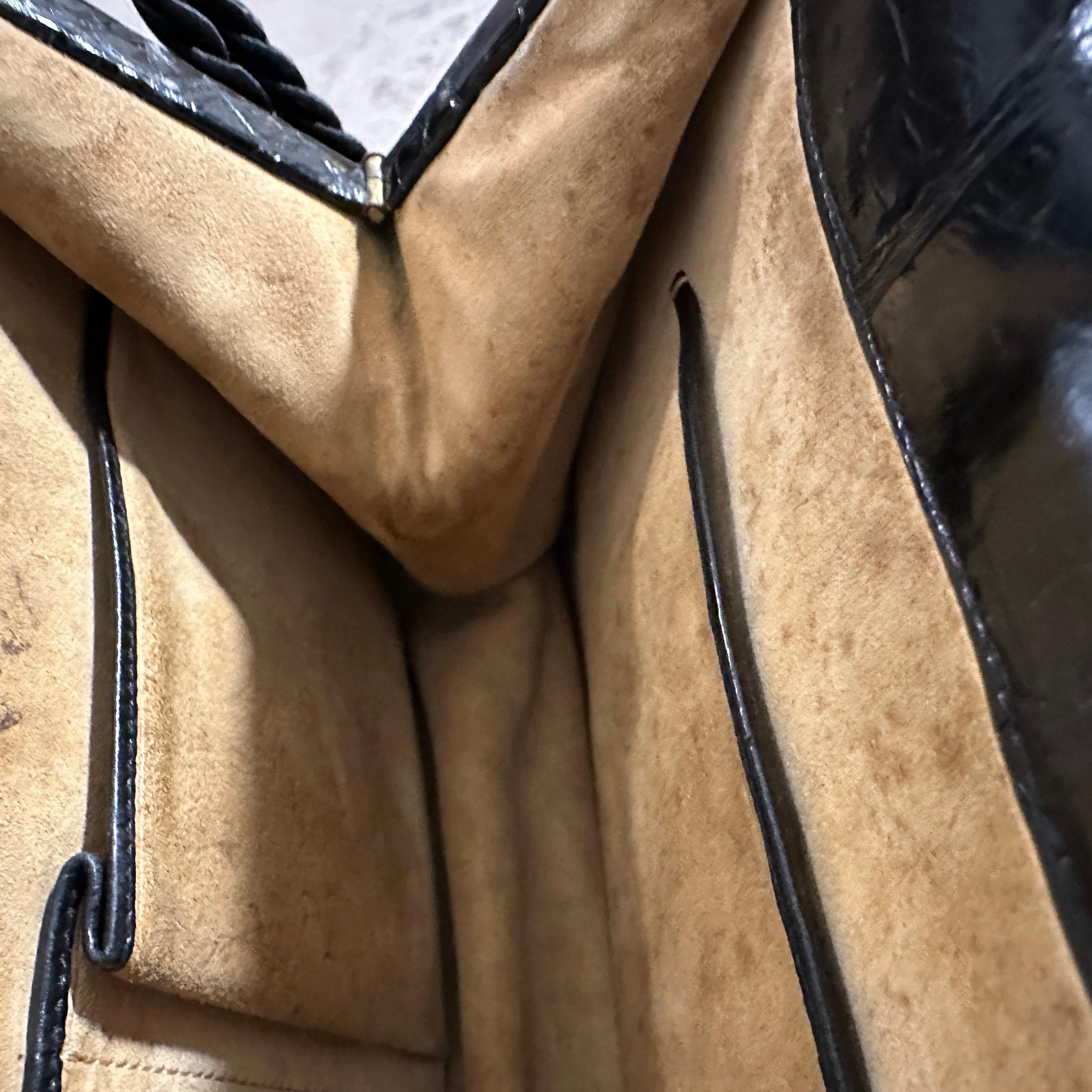 Borsa a tracolla italiana anni '70 in pelle nera e corda di alta qualità in vendita 2