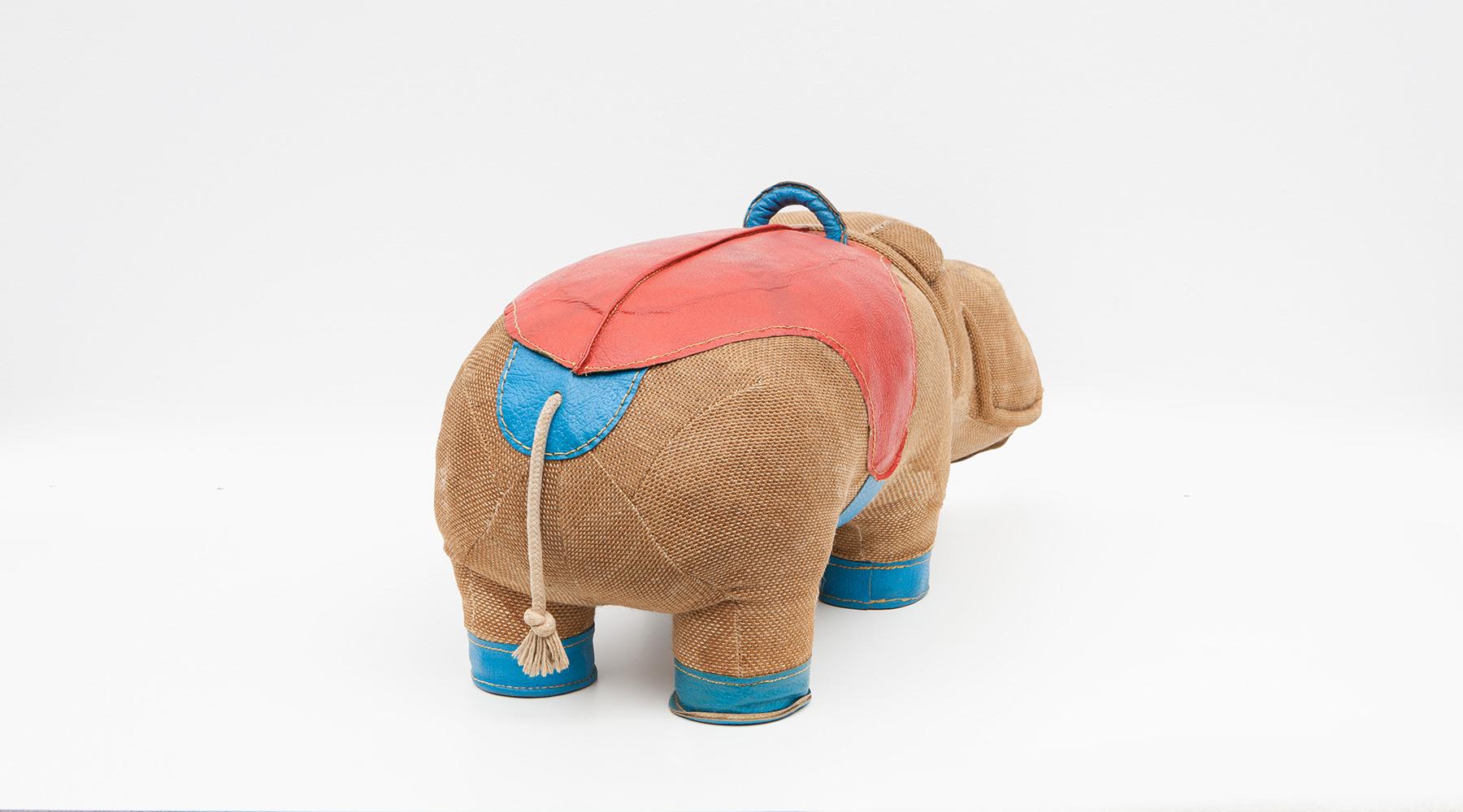 Leather 1970s High Quality Children Toy 'Hippo' by German Renate Müller 'd'