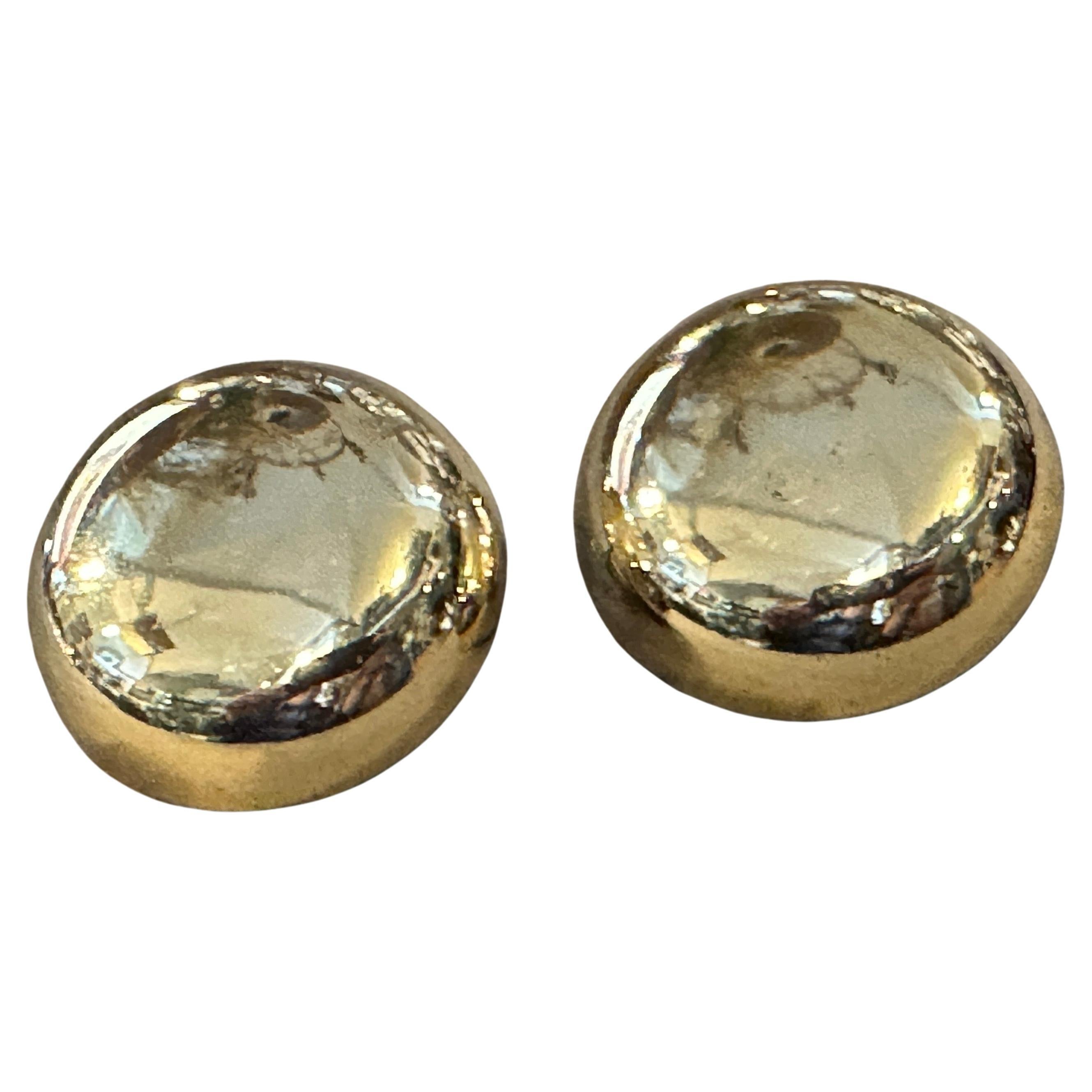 1970s High Quality Costume Jewelry Gilt Metal Stud Italian Clip On Earrings