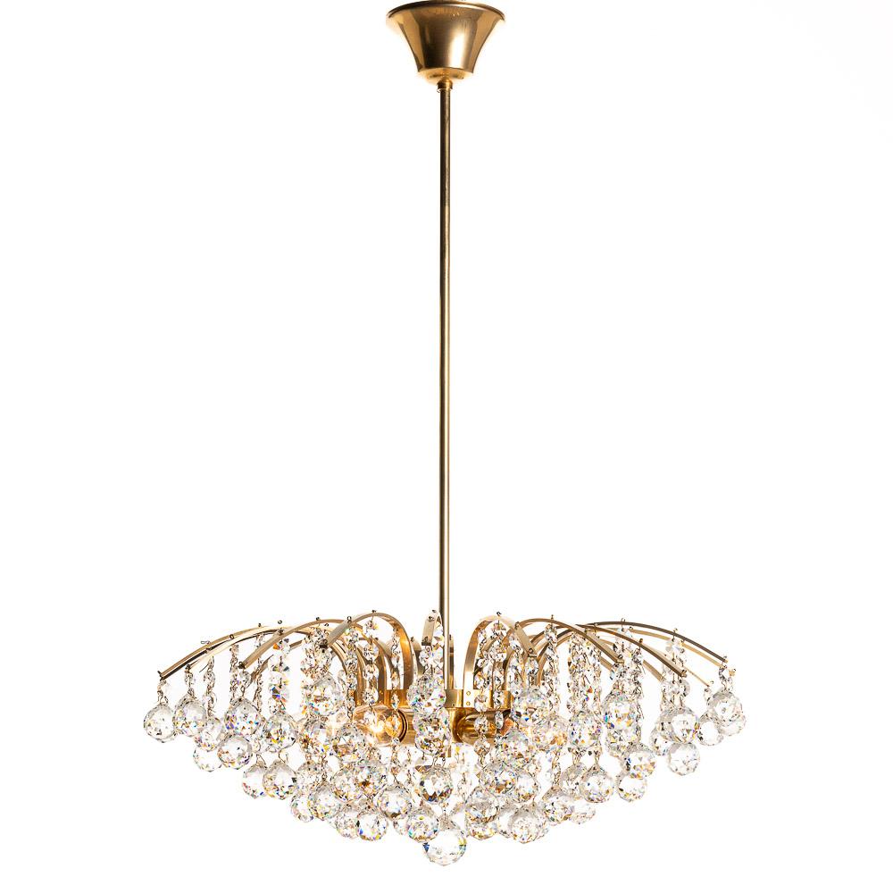 German 1970s High Quality Crystal Chandelier Attributed to Palwa For Sale