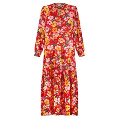 1970s Hildebrand Liberty Print Red Wool Floral Skirt Suit