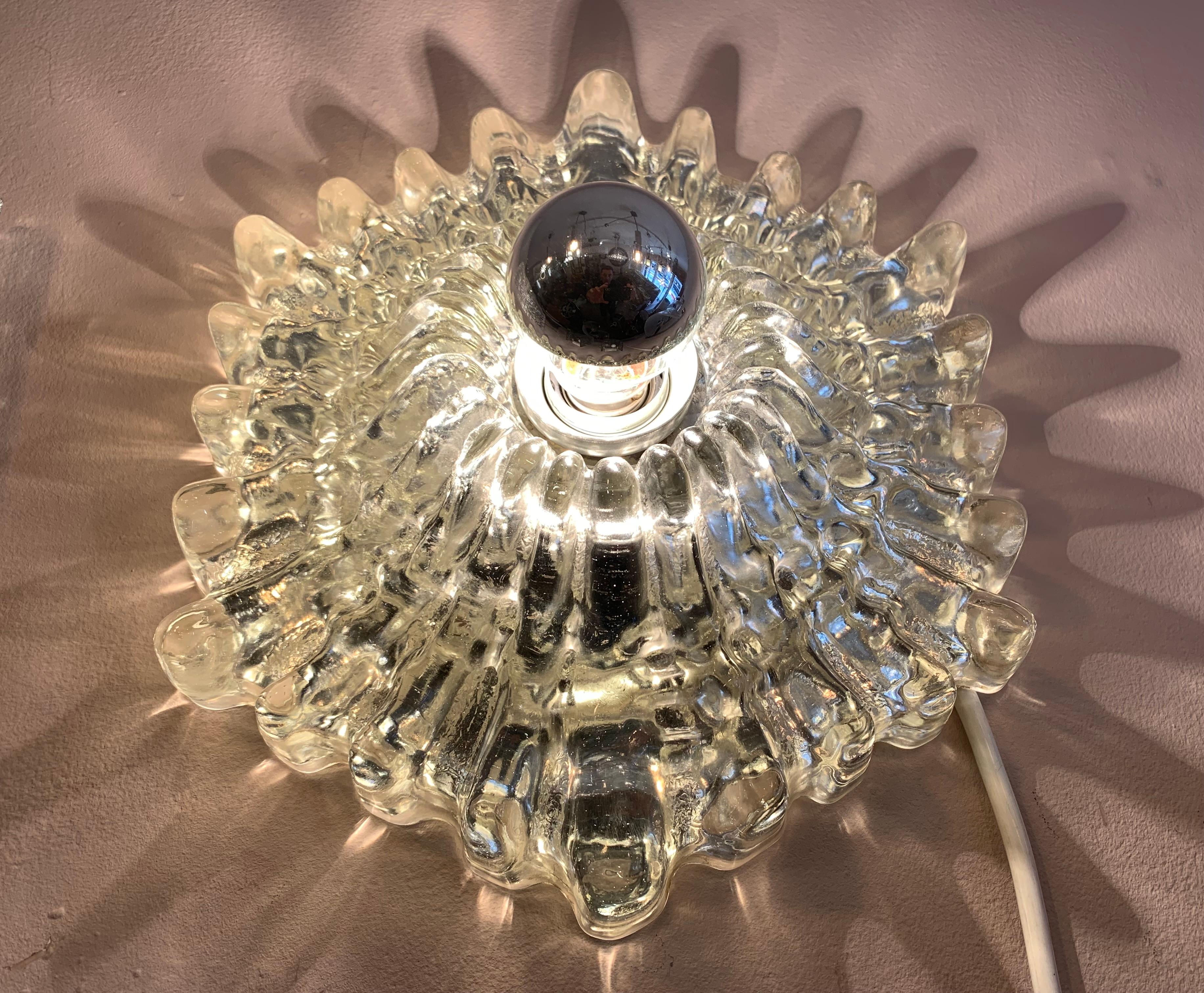 Mid-Century Modern 1970s Hillebrand Lighting Silver Glass Sunburst Wall Light or Sconce