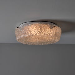 1970 Hillebrand Murano Ice Glass Round Flush Mount (Montée à fleur)