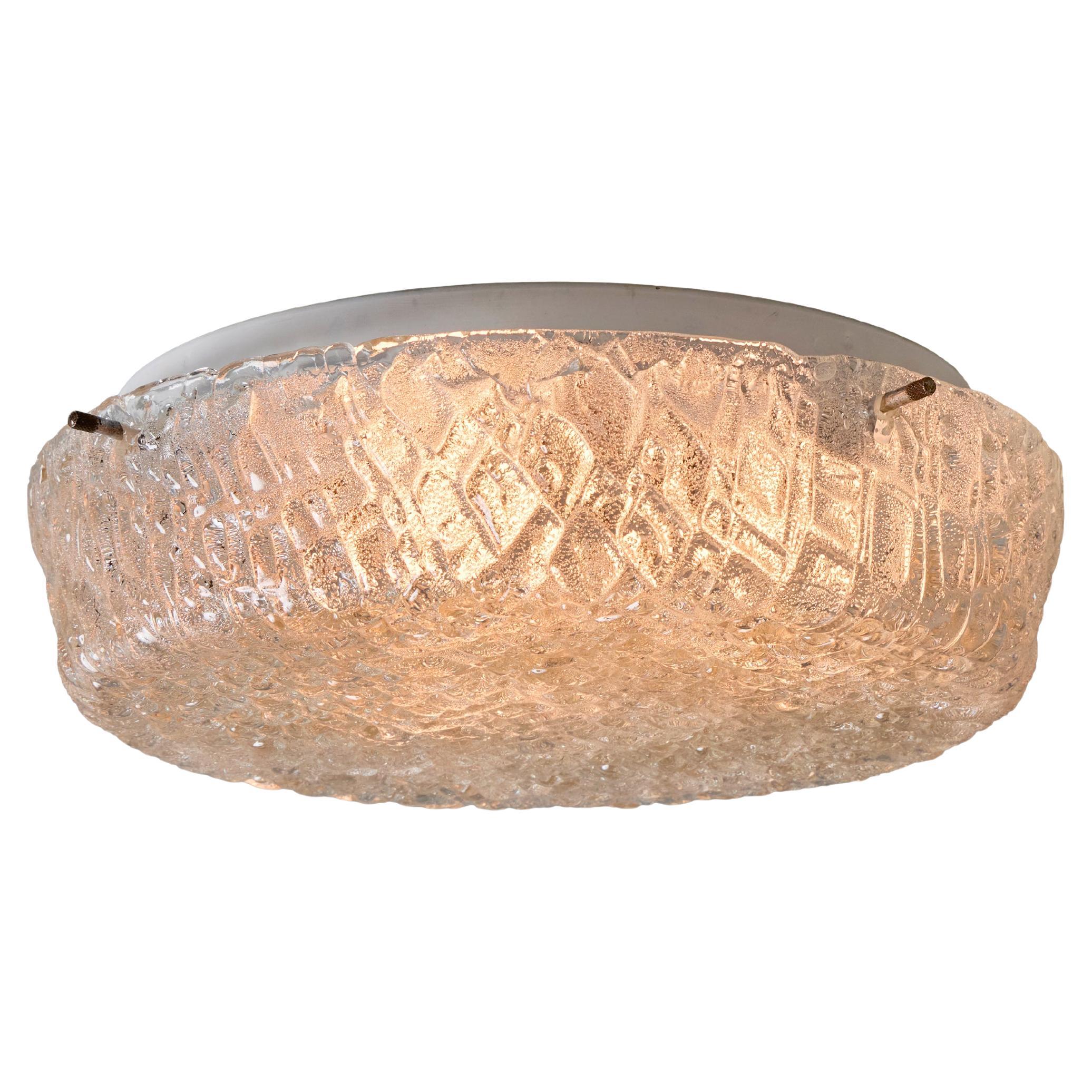 1970s Hillebrand Murano Ice Glass Round Flush Mount