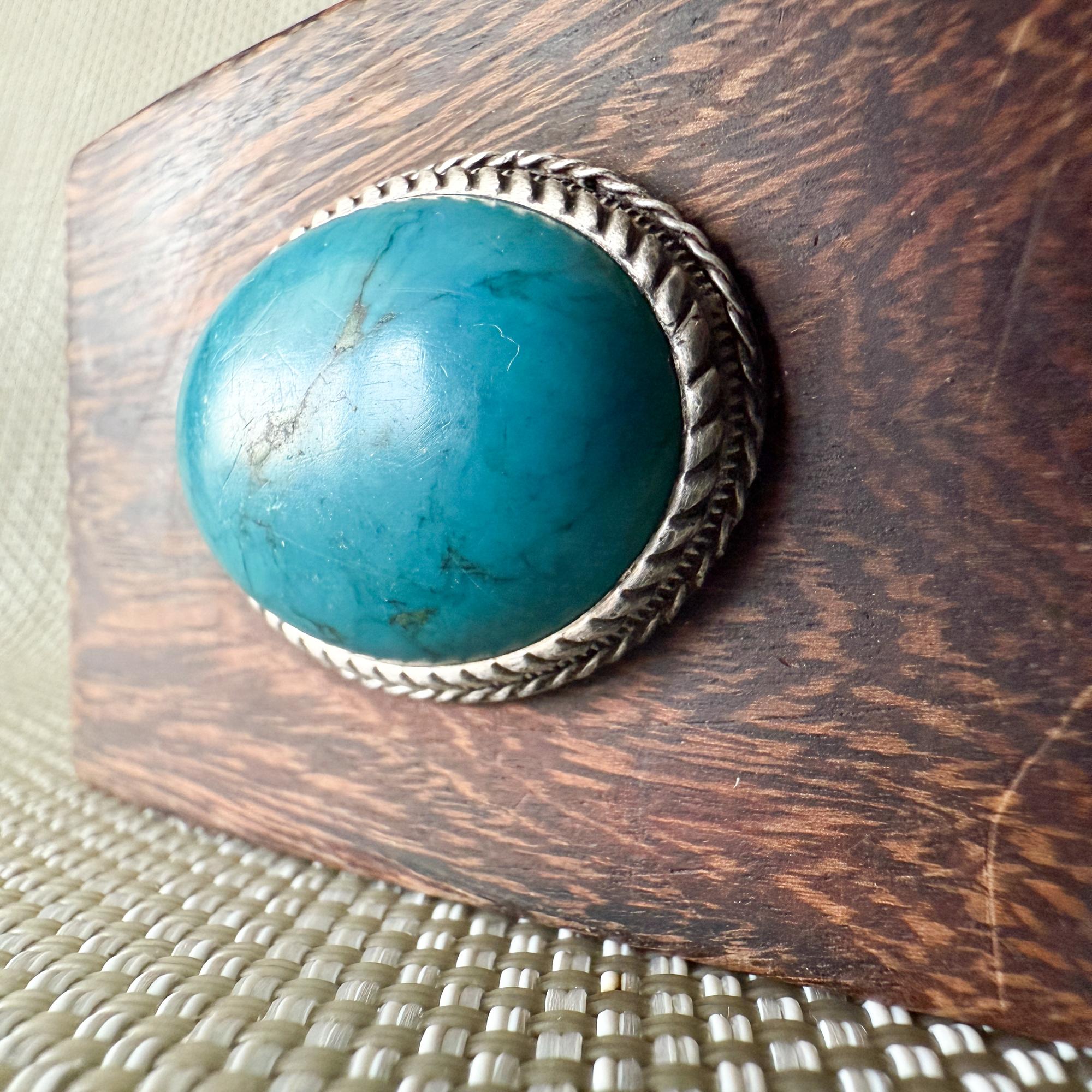 1970 Boucle de ceinture Turquoise sur ébène en vente 4
