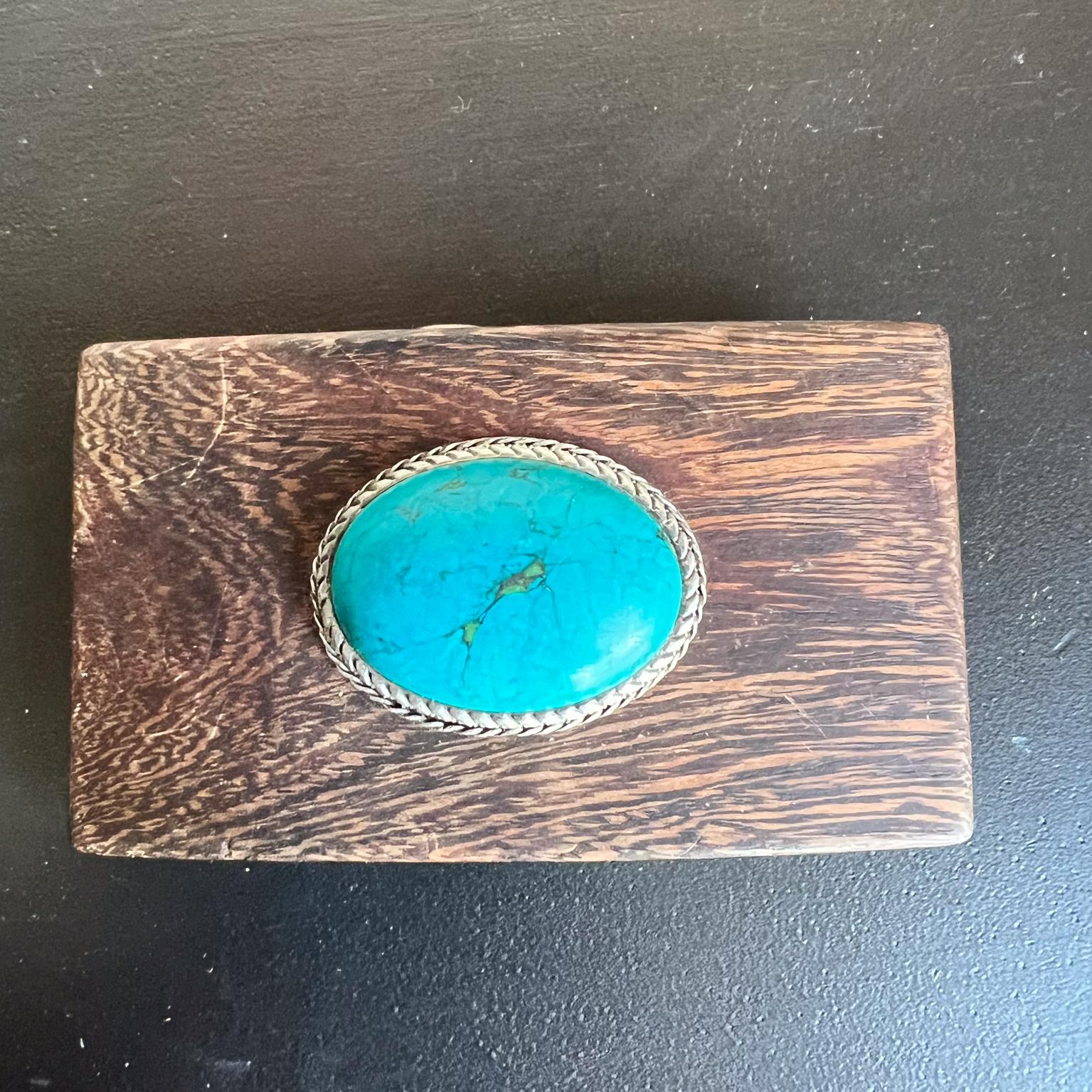 Mid-Century Modern 1970s Hip Belt Buckle Turquoise on Ebony For Sale