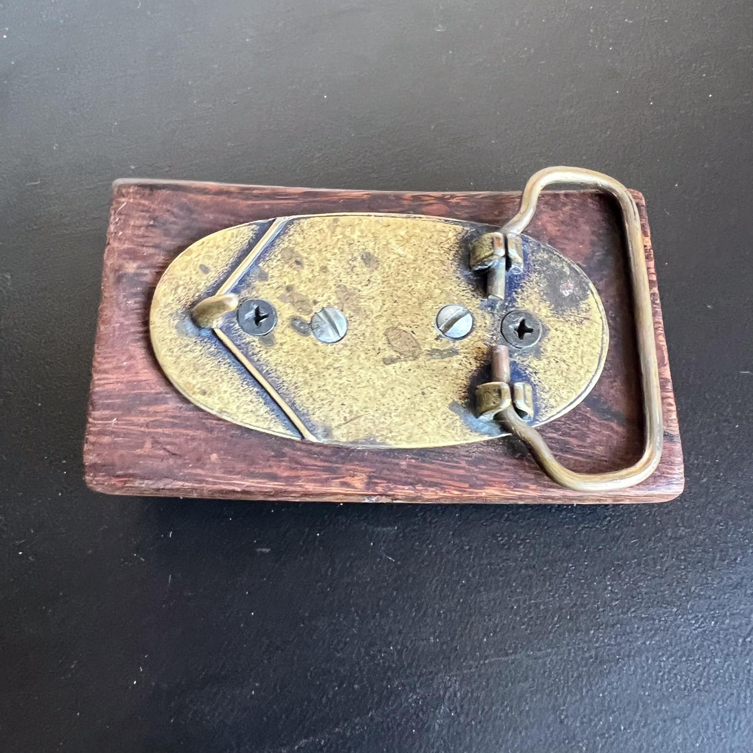 Stone 1970s Hip Belt Buckle Turquoise on Ebony For Sale