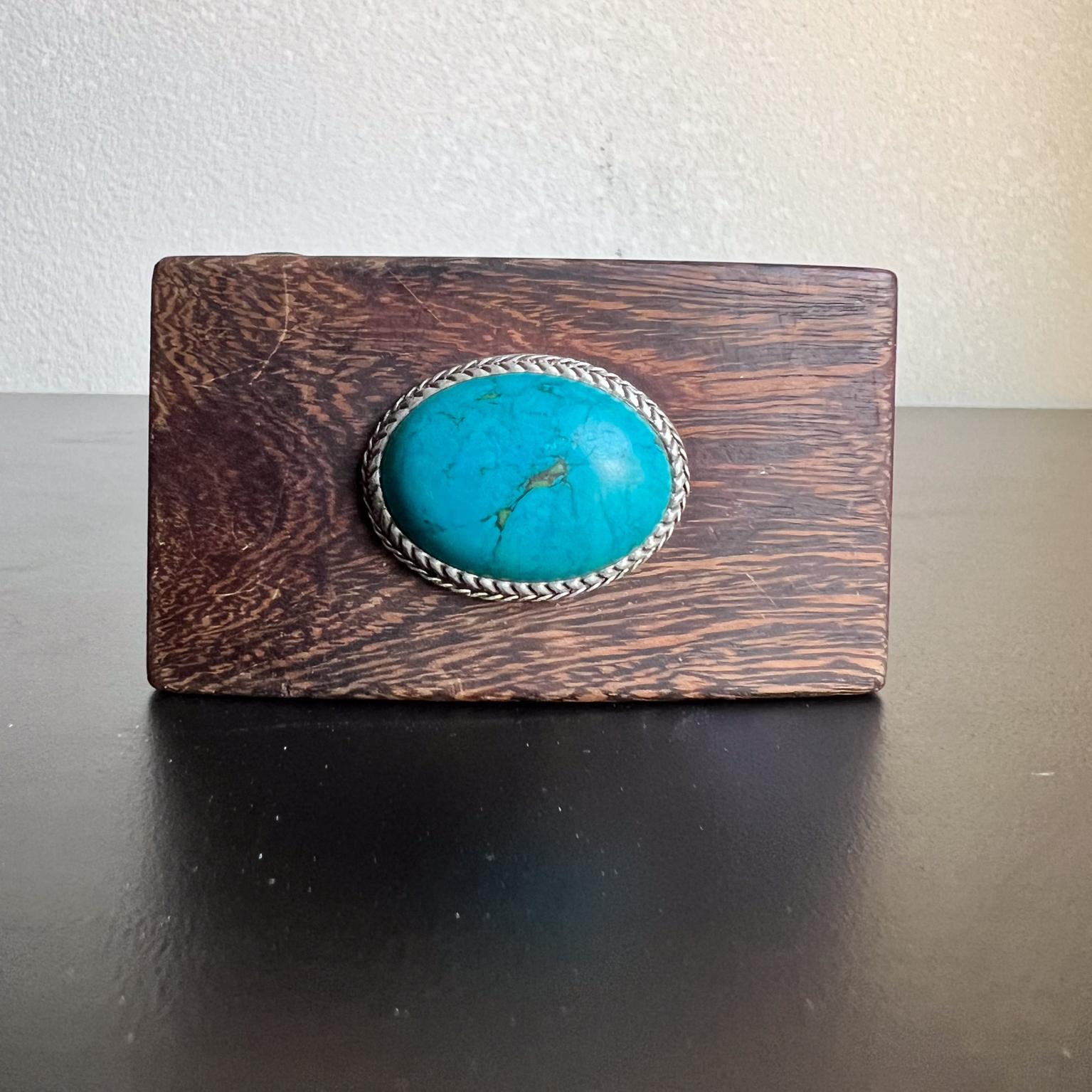 1970s Hip Belt Buckle Turquoise on Ebony For Sale 1