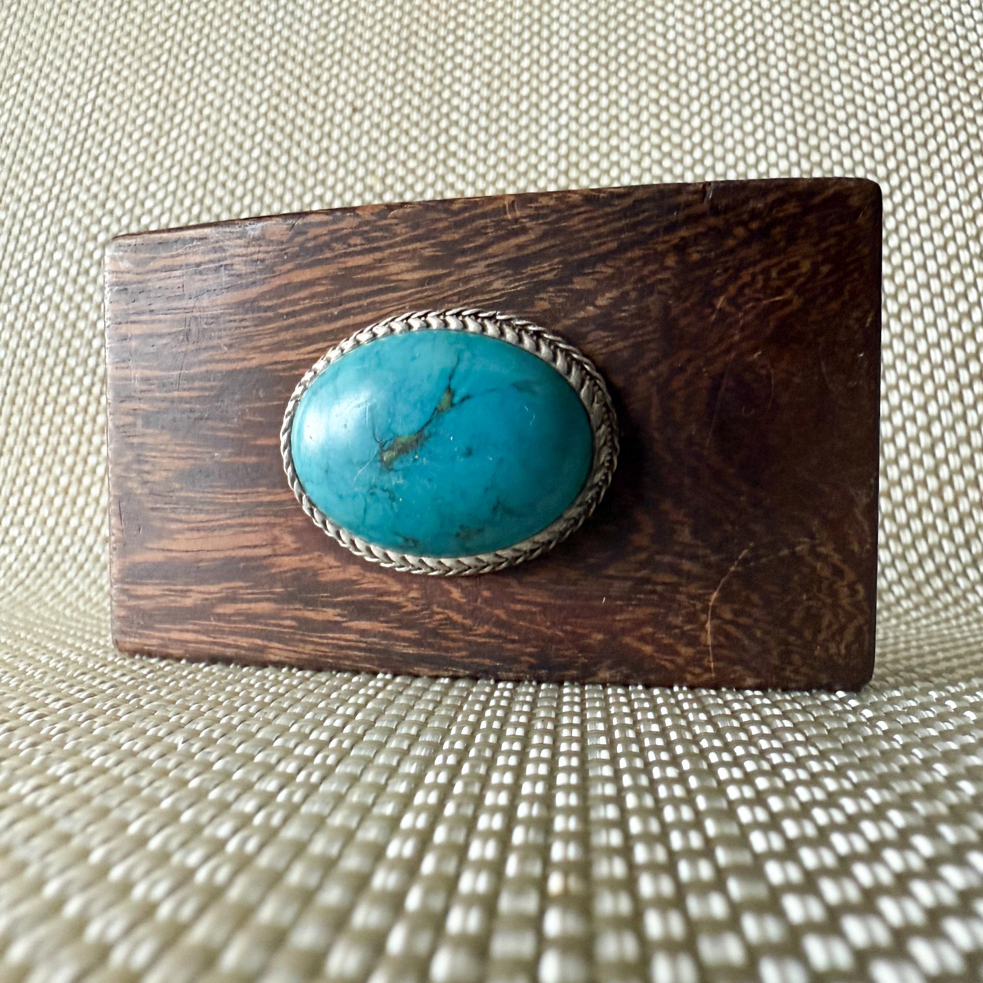 1970 Boucle de ceinture Turquoise sur ébène en vente 2