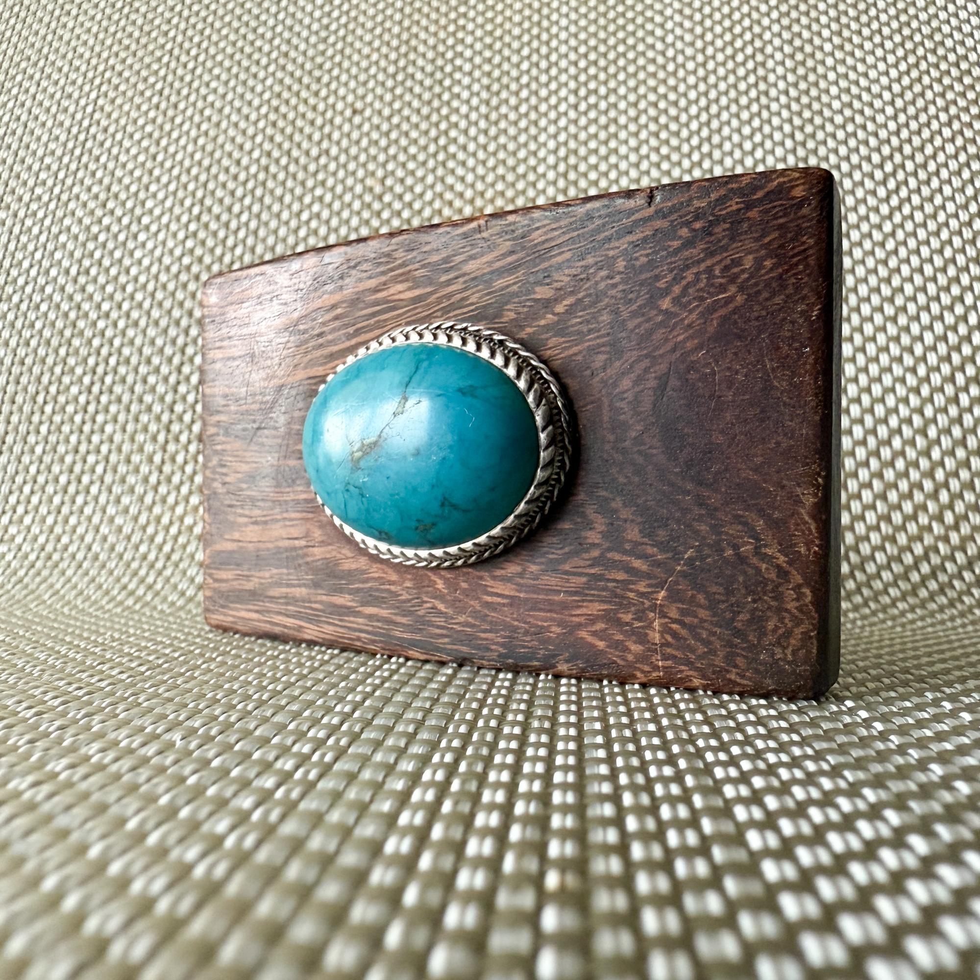 1970 Boucle de ceinture Turquoise sur ébène en vente 3