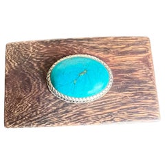 Vintage 1970s Hip Belt Buckle Turquoise on Ebony