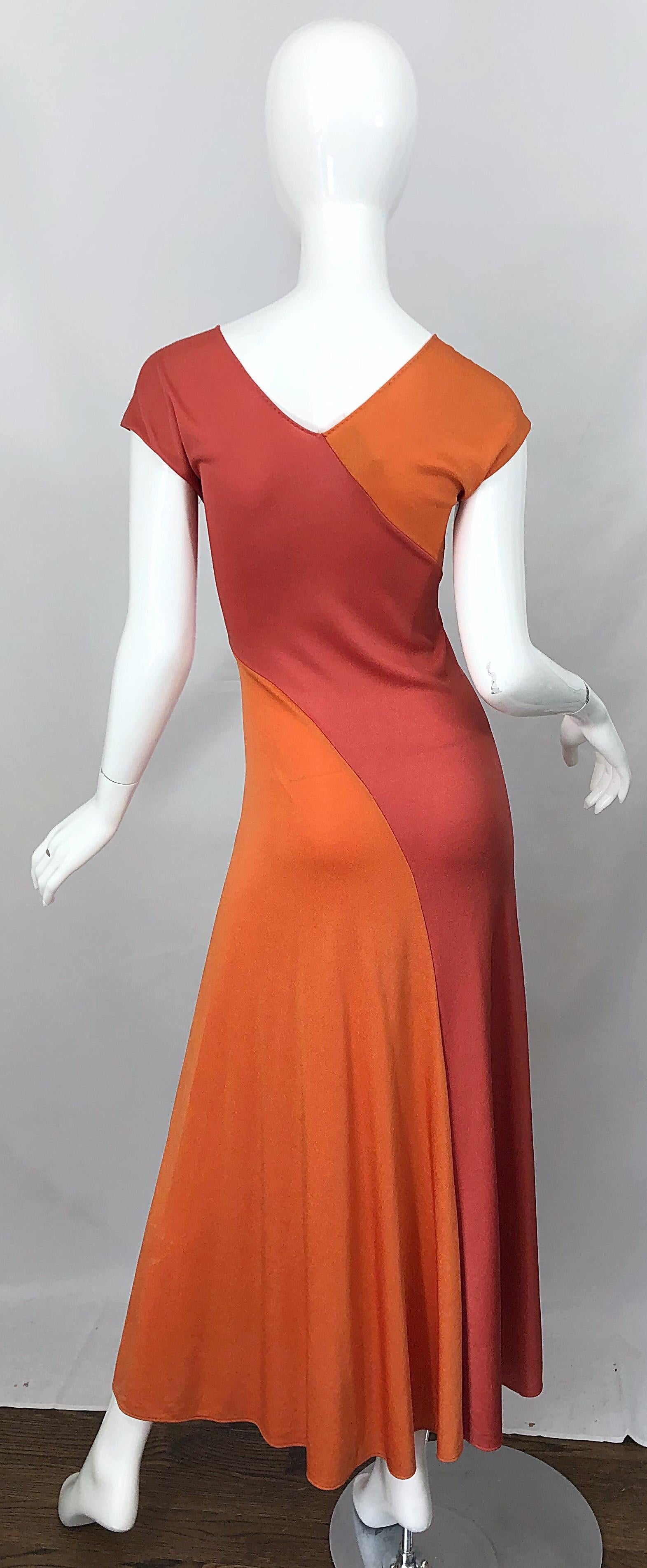 coral color maxi dress