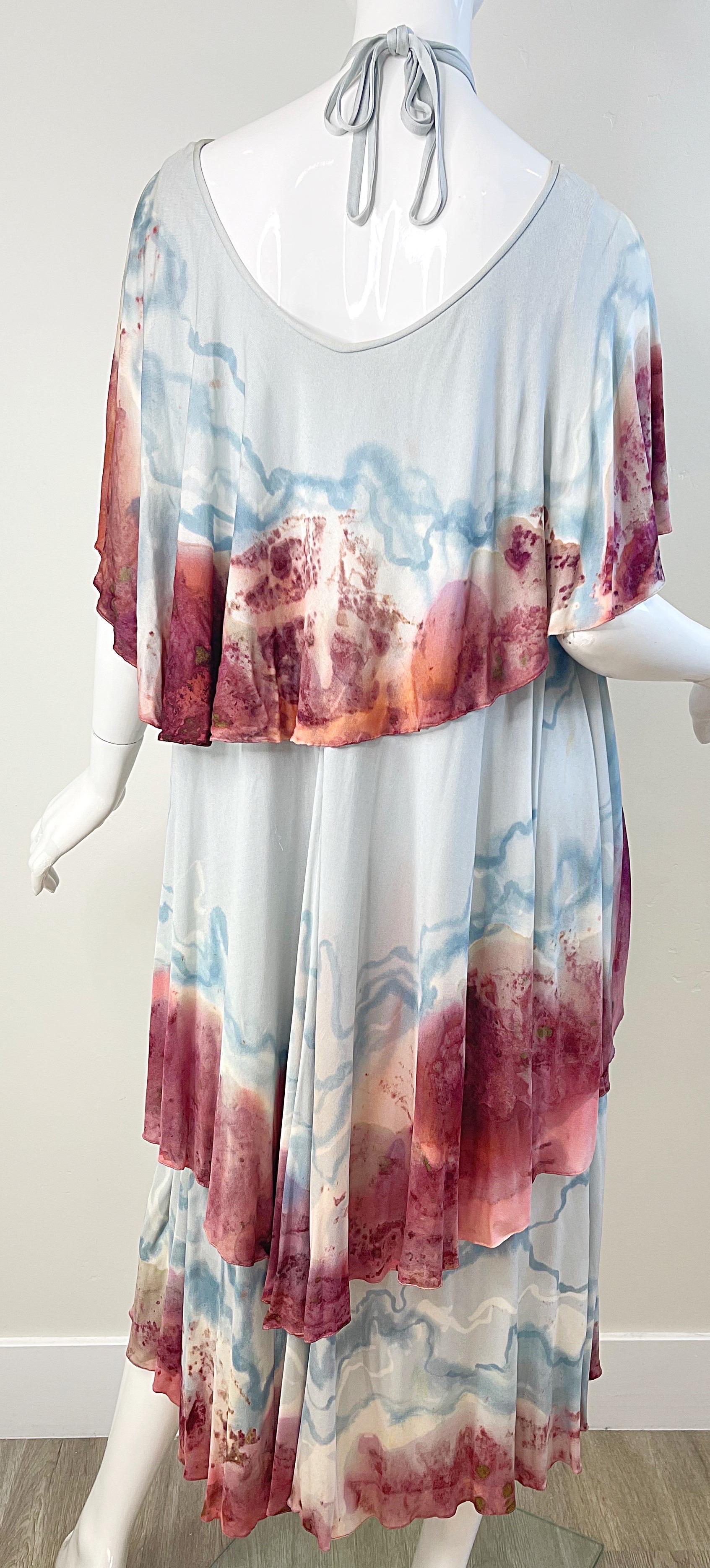 1970s Holly’s Harp Rare Hand Tie Dyed Marble Silk Jersey Vintage 70s Boho Dress For Sale 7