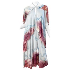 Robe bohème 1970 Holly's Harp Rare Hand Tie Dyed Marble Silk Jersey Vintage 70s