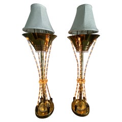 Lampes de table torches en laiton Hollywood Recency des années 1970, ensemble de 2