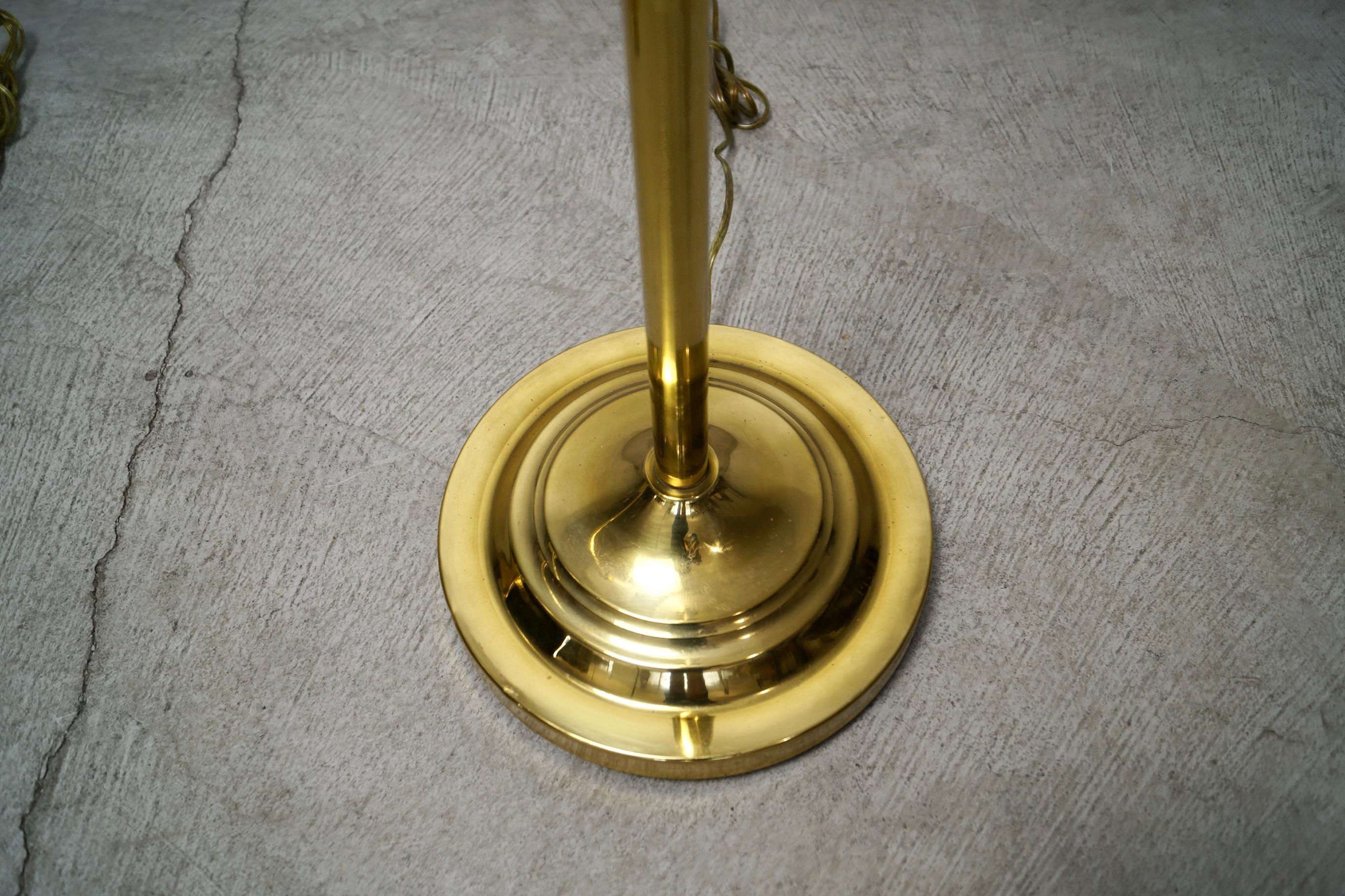 1970's Hollywood Regency Art Deco Brass Floor Lamps - a Pair For Sale 5