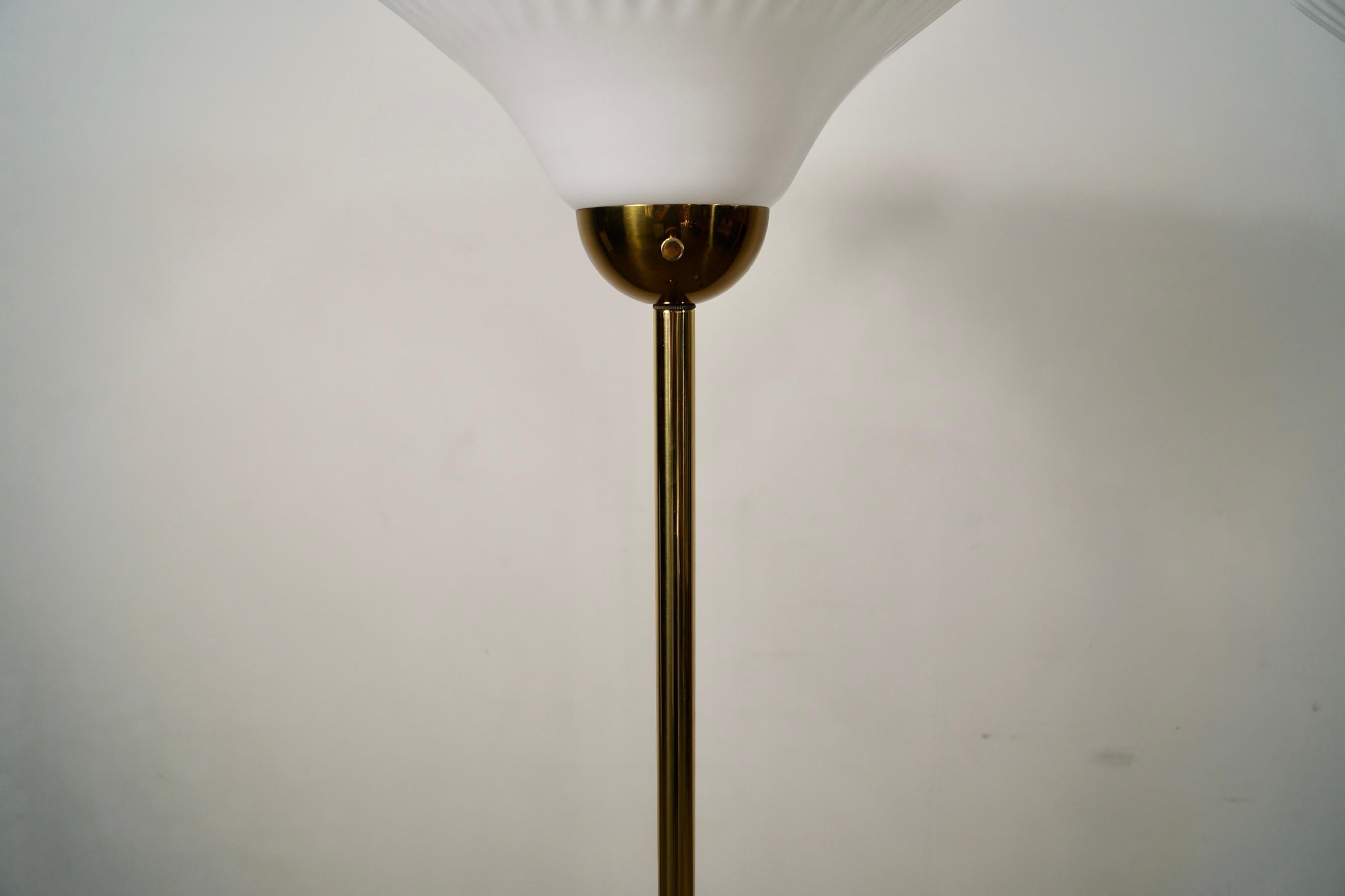 1970's Hollywood Regency Art Deco Brass Floor Lamps - a Pair For Sale 7
