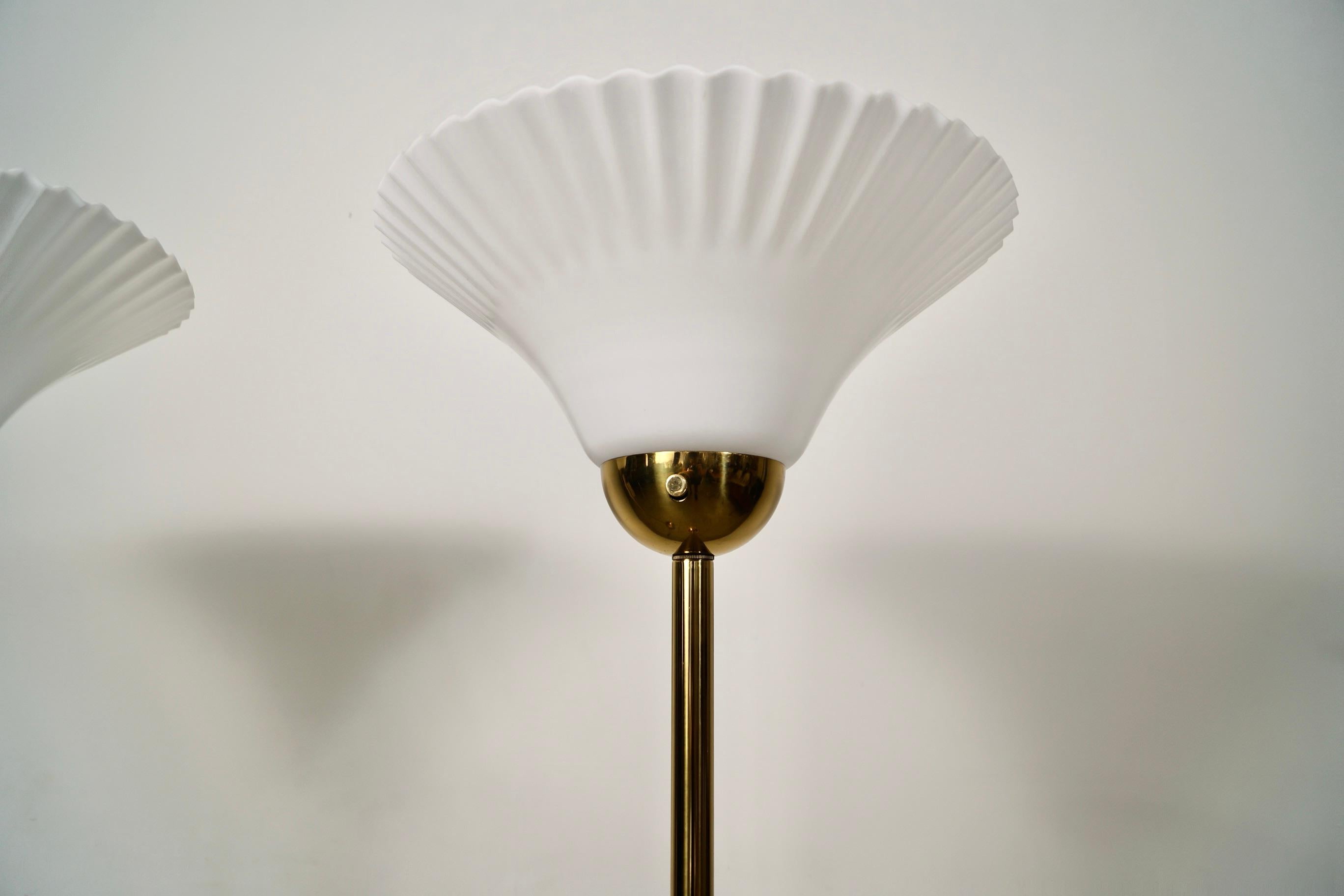 1970's Hollywood Regency Art Deco Brass Floor Lamps - a Pair For Sale 2