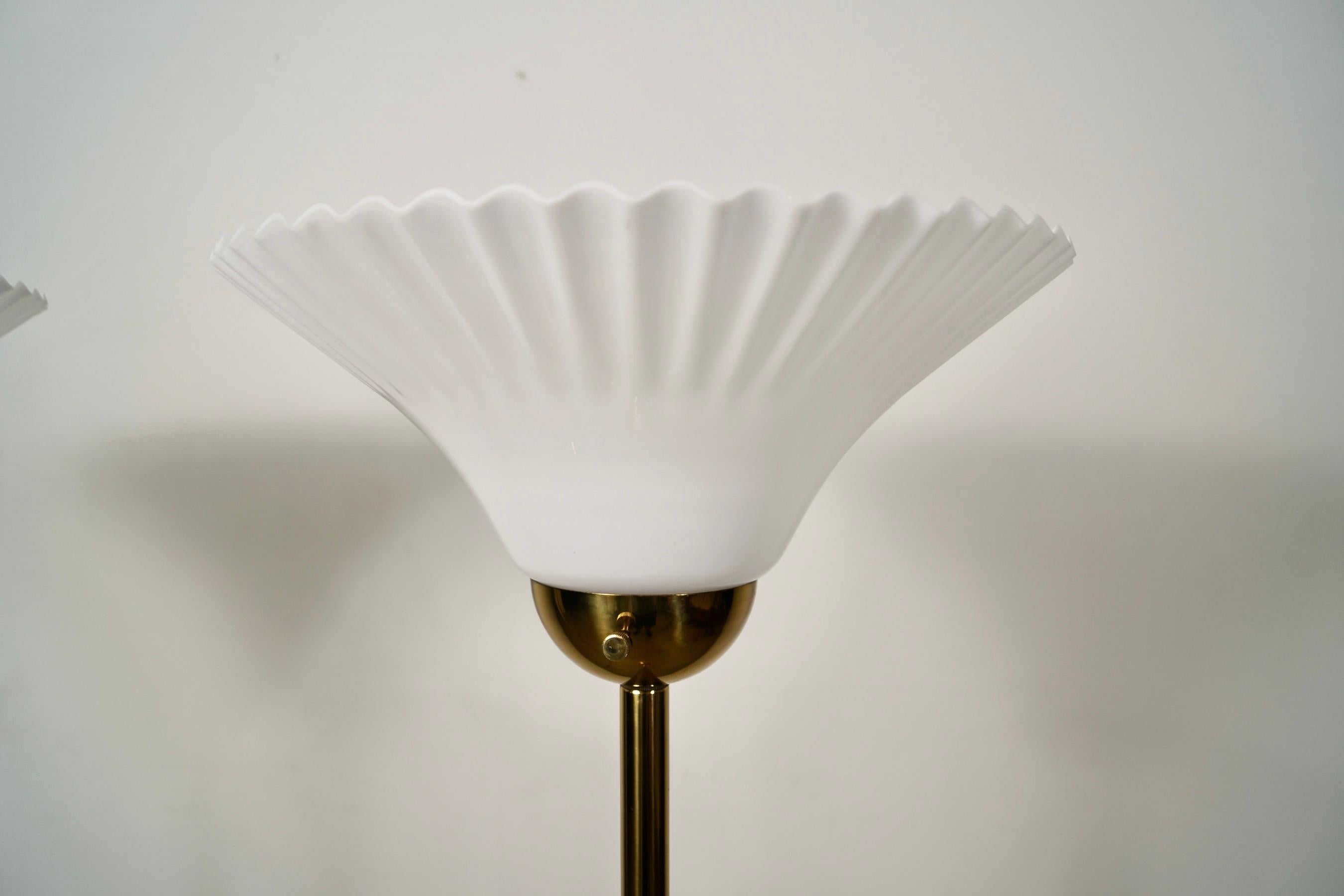 1970's Hollywood Regency Art Deco Brass Floor Lamps - a Pair For Sale 3