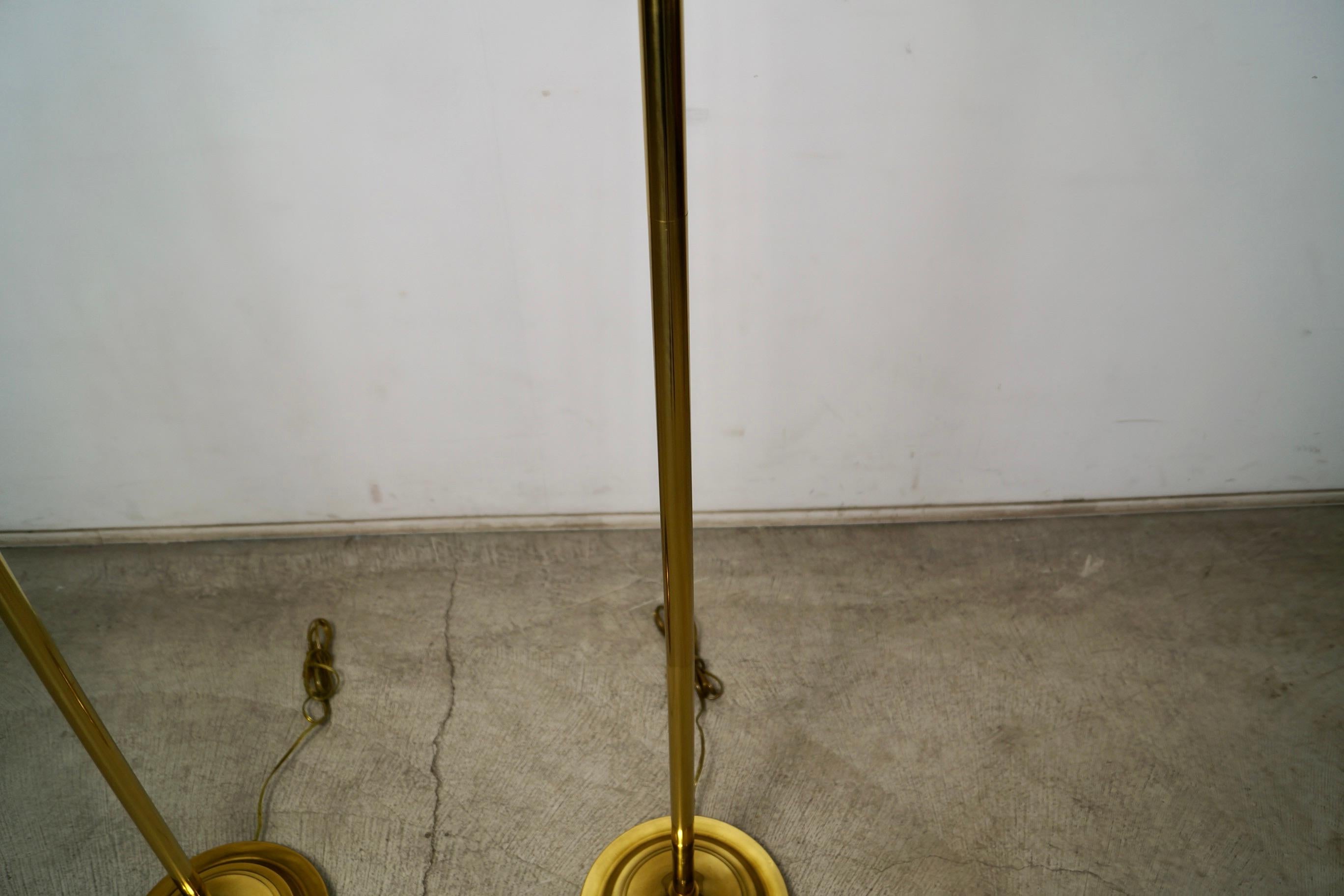 1970's Hollywood Regency Art Deco Brass Floor Lamps - a Pair For Sale 4
